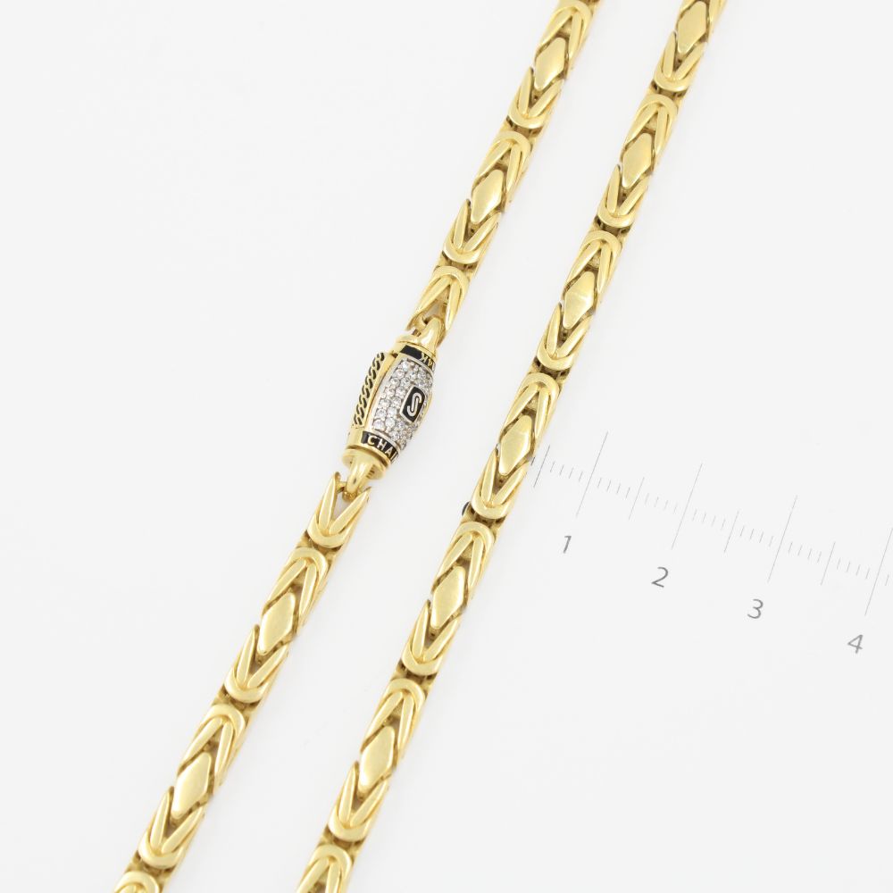 Cadena Monaco Chain 14k Modelo REY Square Hueco con Broche Plain Pavé mod. 9019