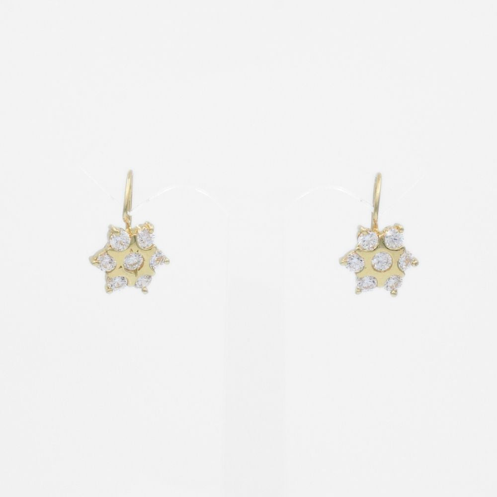Arete con Broche Arillo de Oro 14k con Diseño Estrella Incrustado con Zirconias Blanca Brillante mod. 9762