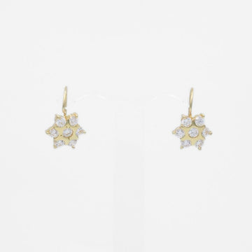 Arete con Broche Arillo de Oro 14k con Diseño Estrella Incrustado con Zirconias Blanca Brillante mod. 9762