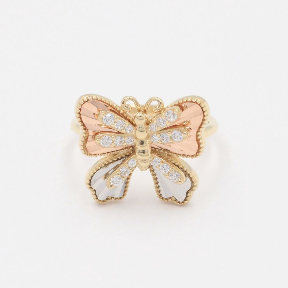 Anillo de Oro 14k Florentino Mariposa con Incrustado de Zirconias mod. 9937