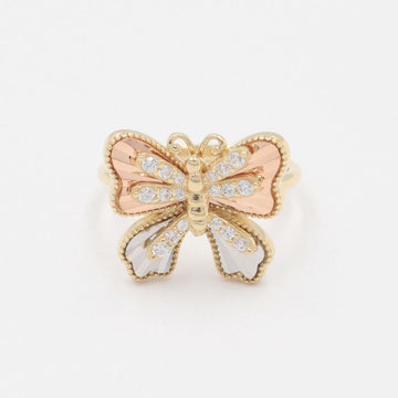 Anillo de Oro 14k Florentino Mariposa con Incrustado de Zirconias mod. 9937