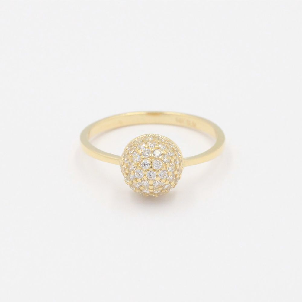 Anillo de Oro 14k Bola de Fuego con Incrustado de Zirconias mod. 9938