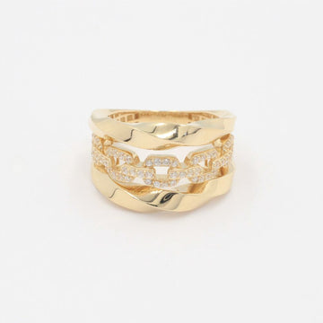 Anillo de Oro 14k Diseño Espiral de Cadena con Incrustado de Zirconia mod. 9941