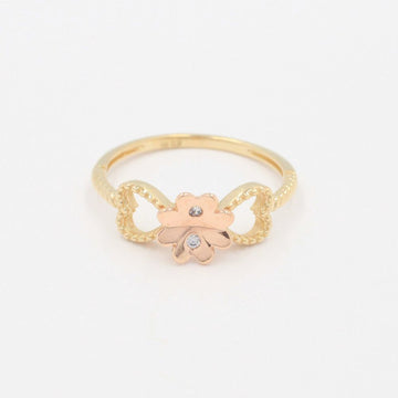 Anillo de Oro 14k Diseño de Trébol y Corazones con Zirconias Brillantes mod. 9943