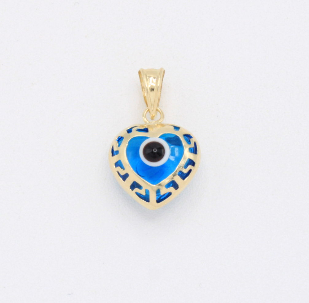 Dije de Oro 14k Corazón con Ojo Turco mod. 10943
