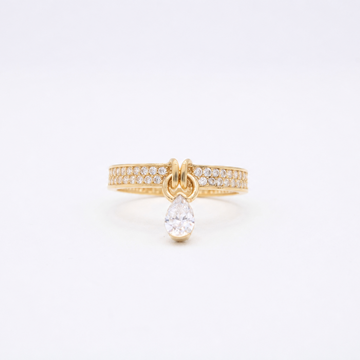 Anillo de Oro 14k con Colgante e Inscrustación de Zirconias mod. 10855