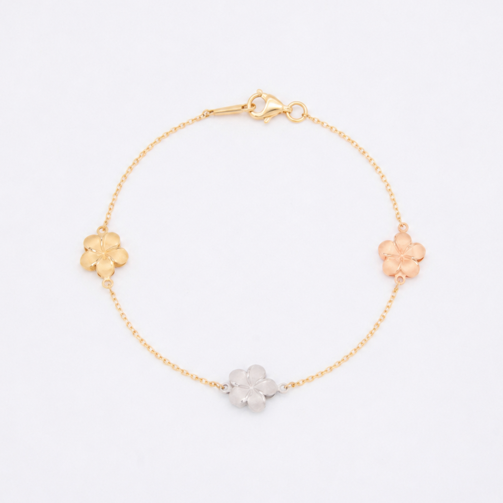 Pulsera de Oro 14k Florentina con Flores de Mayo mod. 10951
