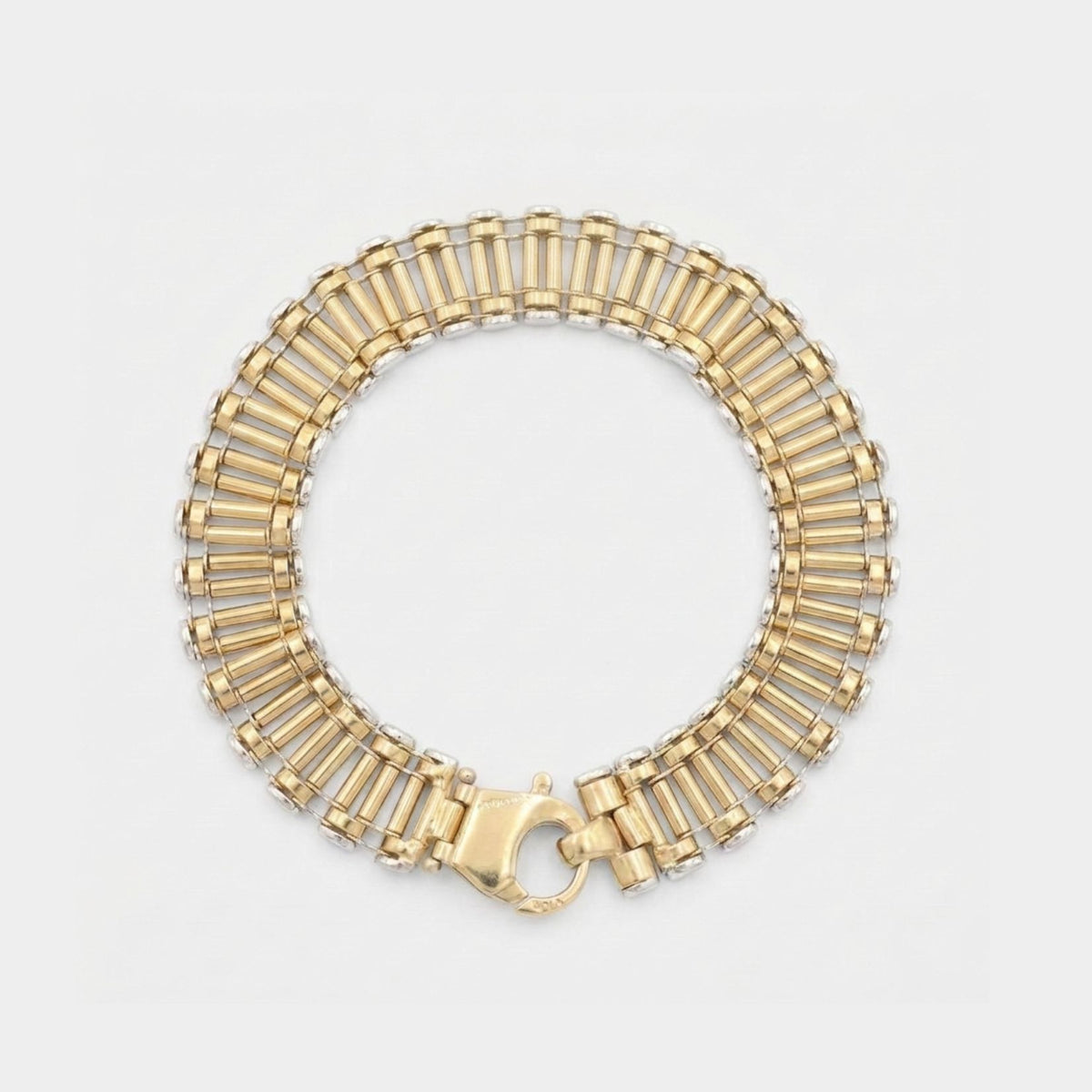 Pulsera de Oro 14k Tejido Ensamblado Estrecho de Diseño mod. 9929