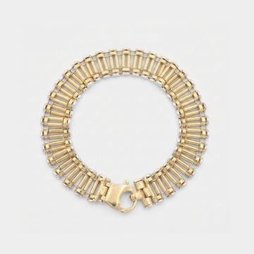 Pulsera de Oro 14k Tejido Ensamblado Estrecho de Diseño mod. 9929