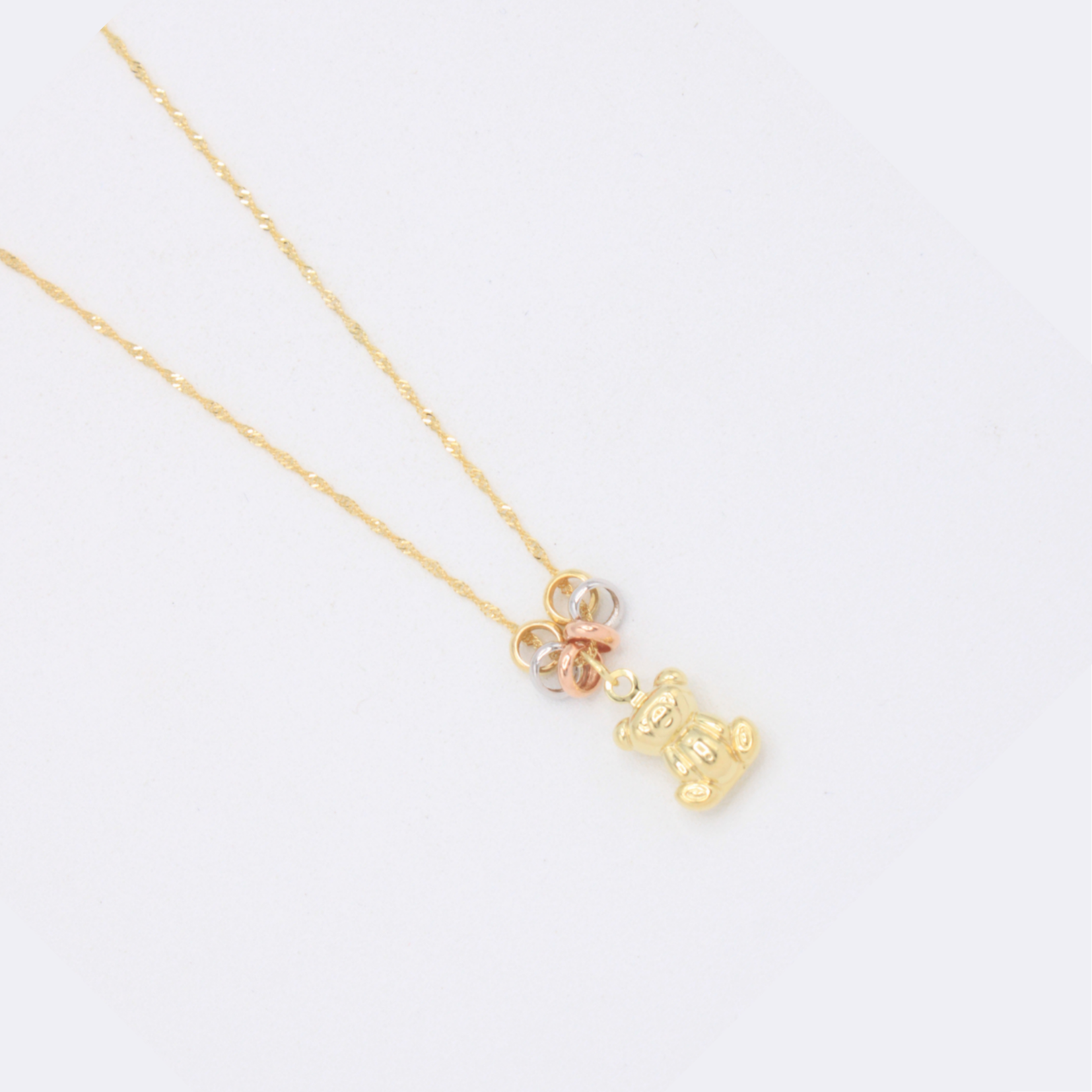 Gargantilla de Oro 14k con Aros Florentinos y Colgante de Osito mod. 11021