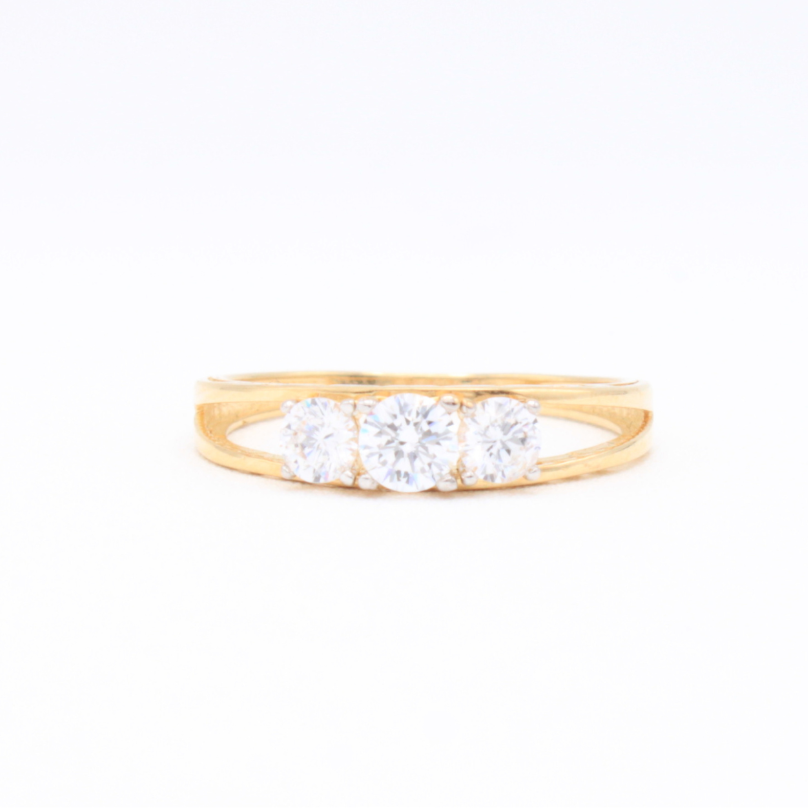 Anillo de Oro 14k Elegante Trilogía con Zirconias mod. 10862