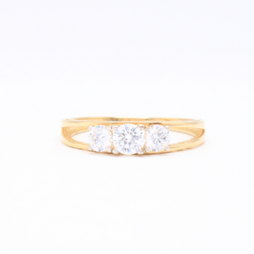 Anillo de Oro 14k Elegante Trilogía con Zirconias mod. 10862