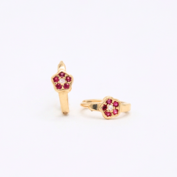 Grapa de Oro 14k Flor con Incrustación de Zirconias Rosas mod. 11011