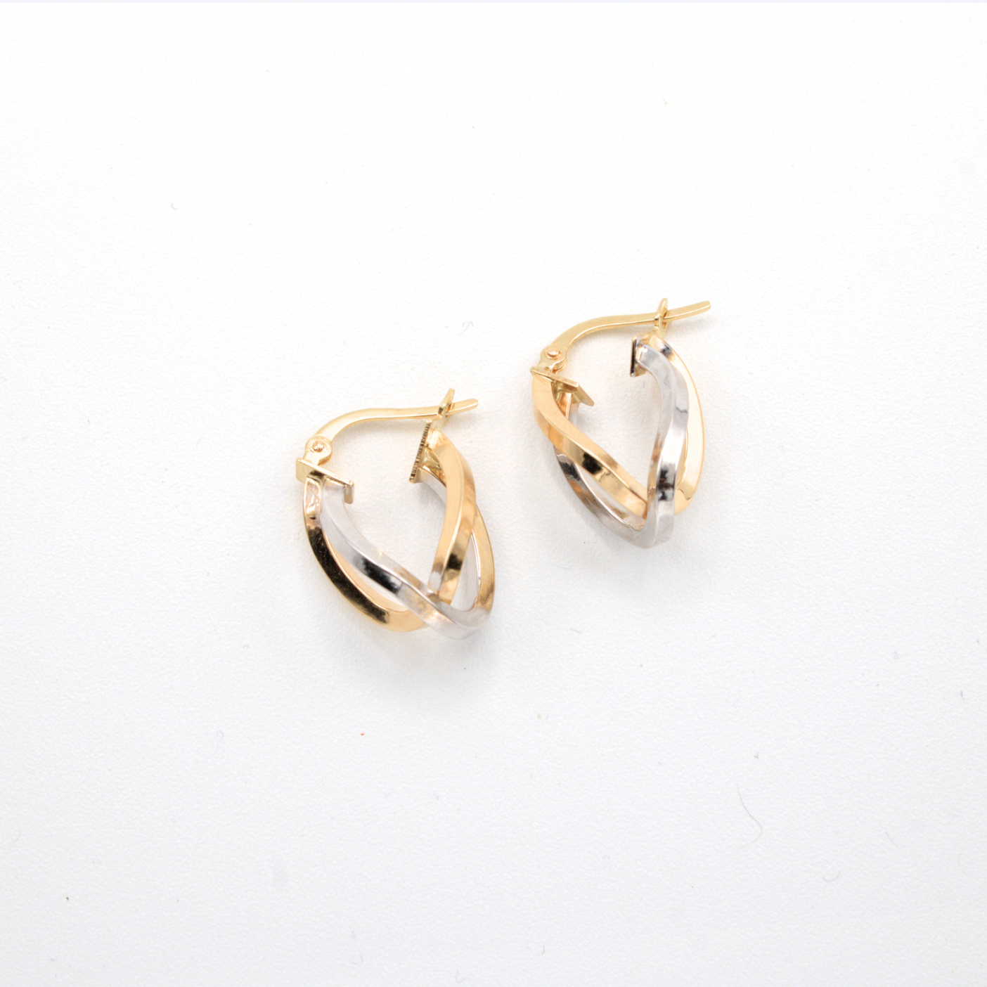 Arracada de Oro 14k Entrelazadas con Oro Blanco mod. 10891
