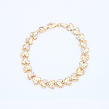 Pulsera de Oro 14k Corazones con Incrustación de Zirconias mod. 10962