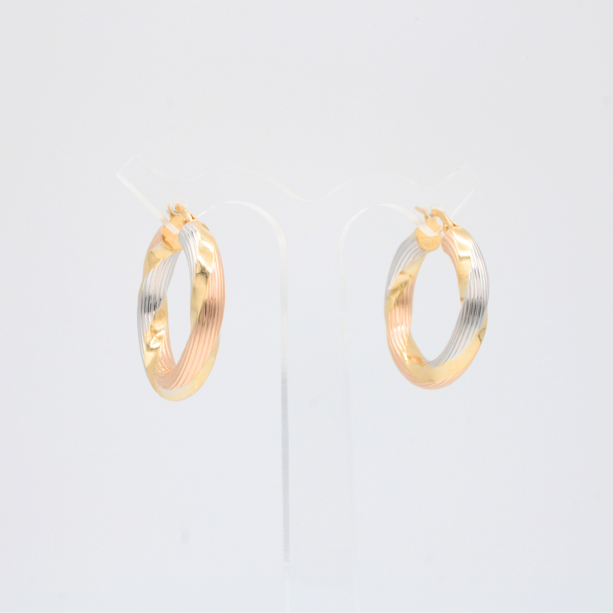 Arracada de Oro 14k Aro Torzal con Diamantado Florentino mod. 11183