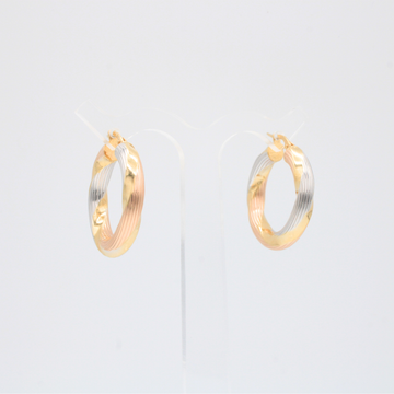Arracada de Oro 14k Aro Torzal con Diamantado Florentino mod. 11183