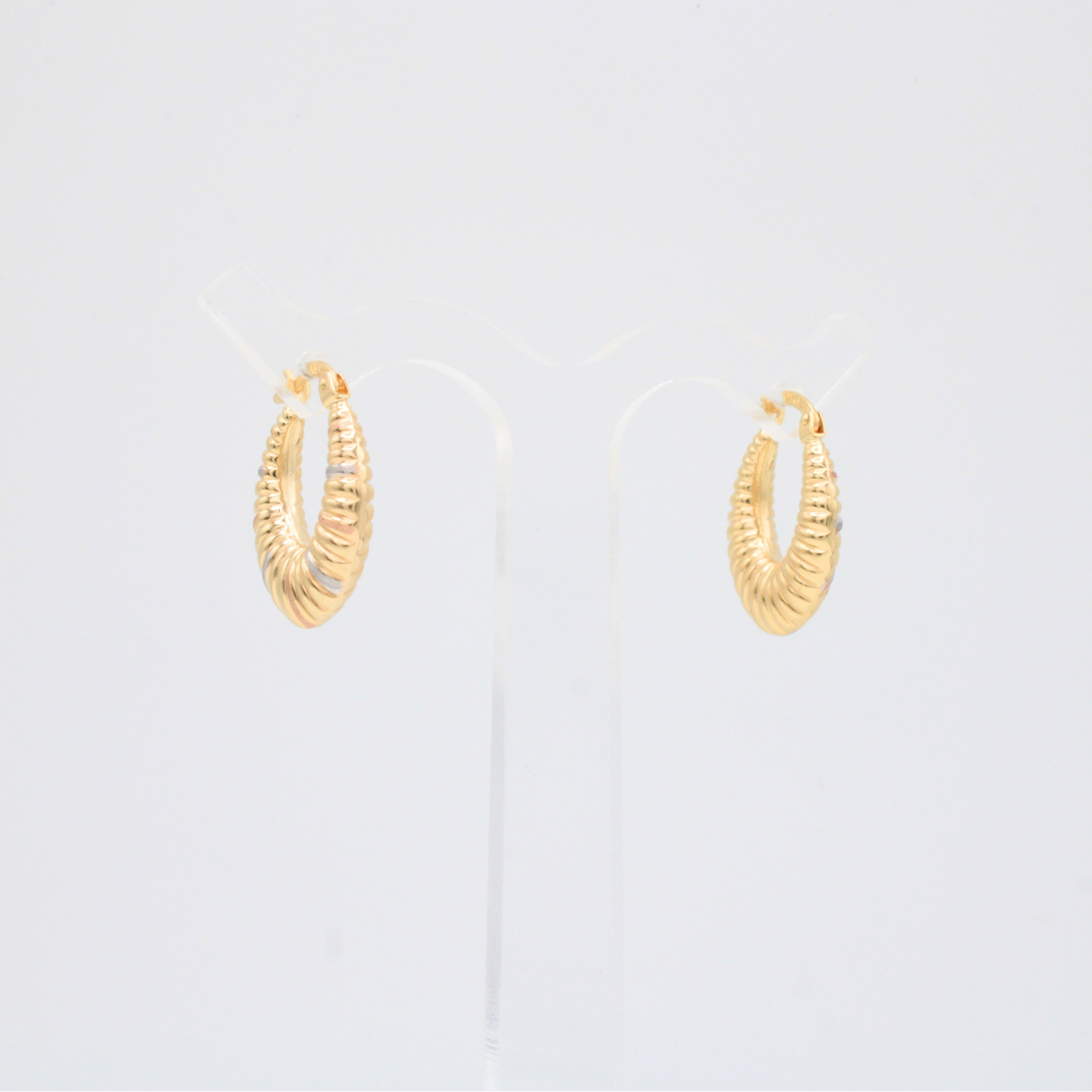 Arracada de Oro 14k Infladas con Diseño Acanalado mod. 11184
