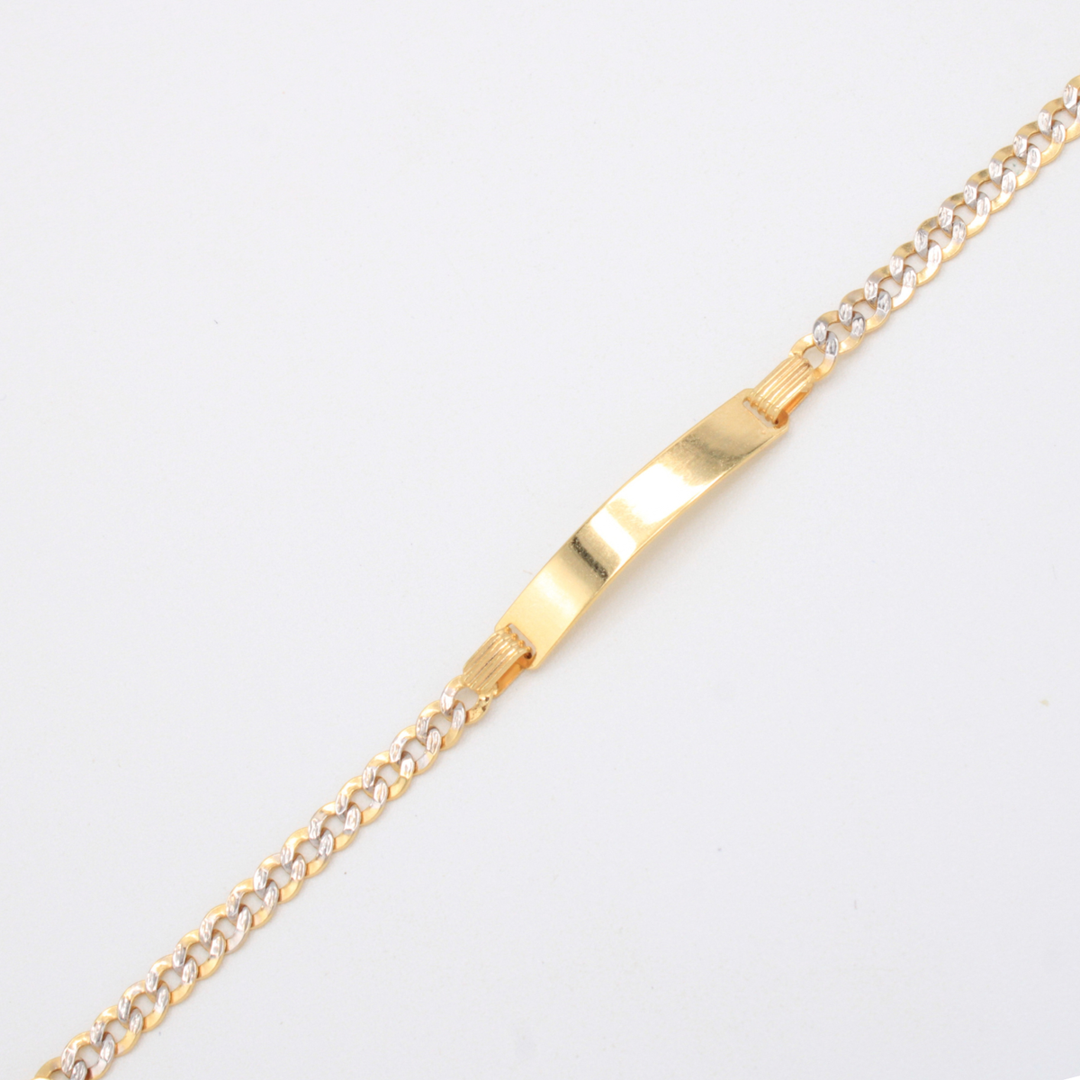 Esclava de Oro 14k para Niño Hueca de Tejido Barbado con Diamantado mod. 11207