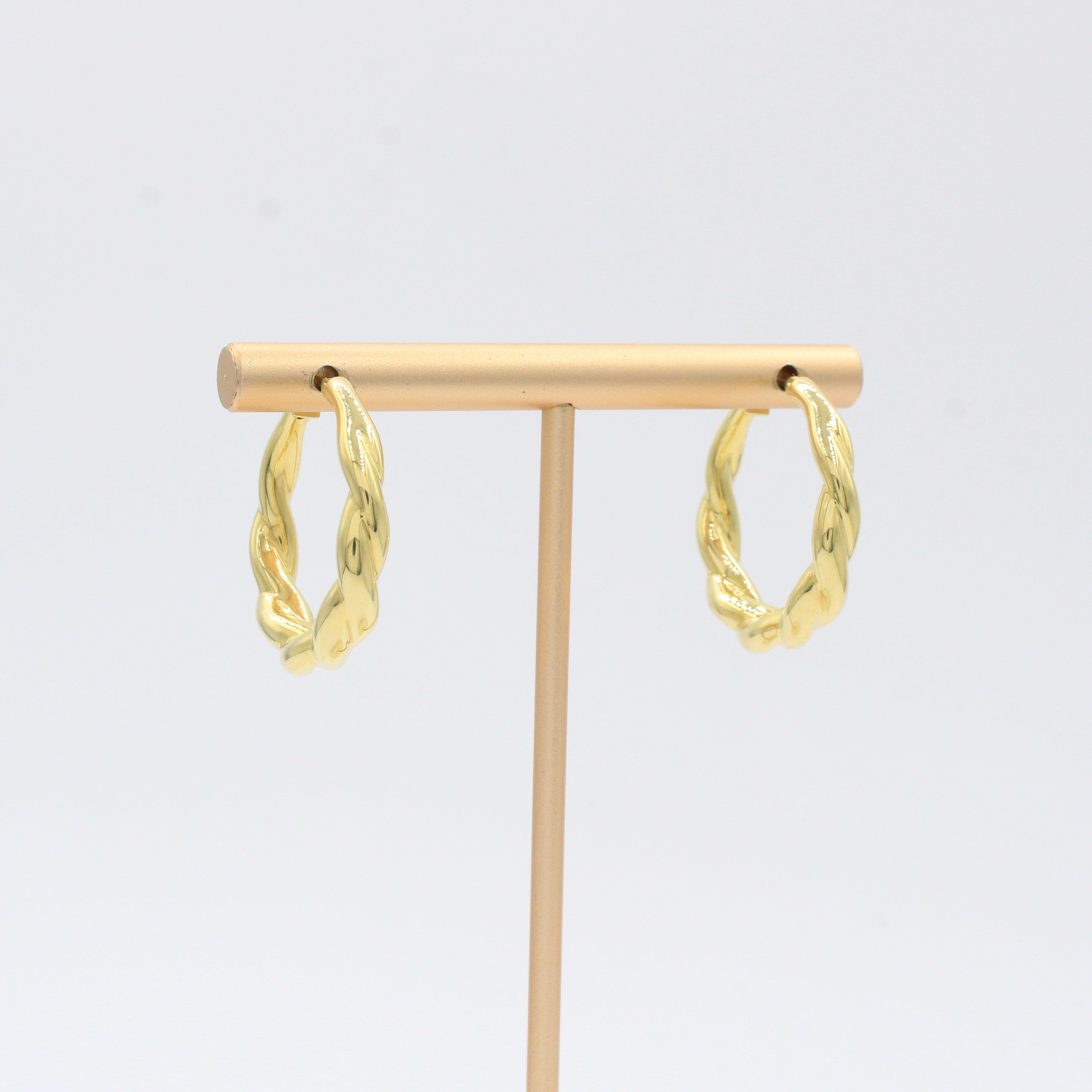 Arracada de Oro 14k Argolla Torcida Brillante mod. 10486