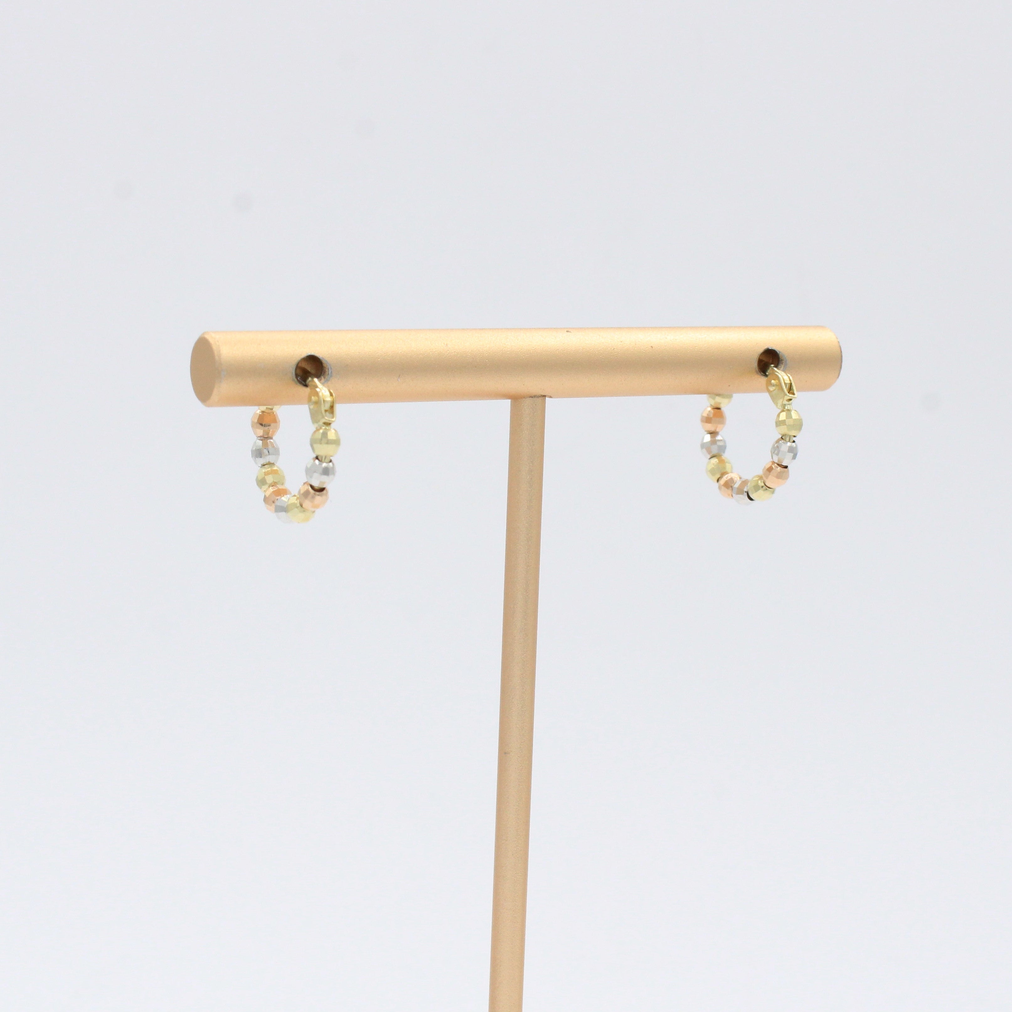 Arracada de Oro 14k Argolla con Esferas Facetadas mod. 10488