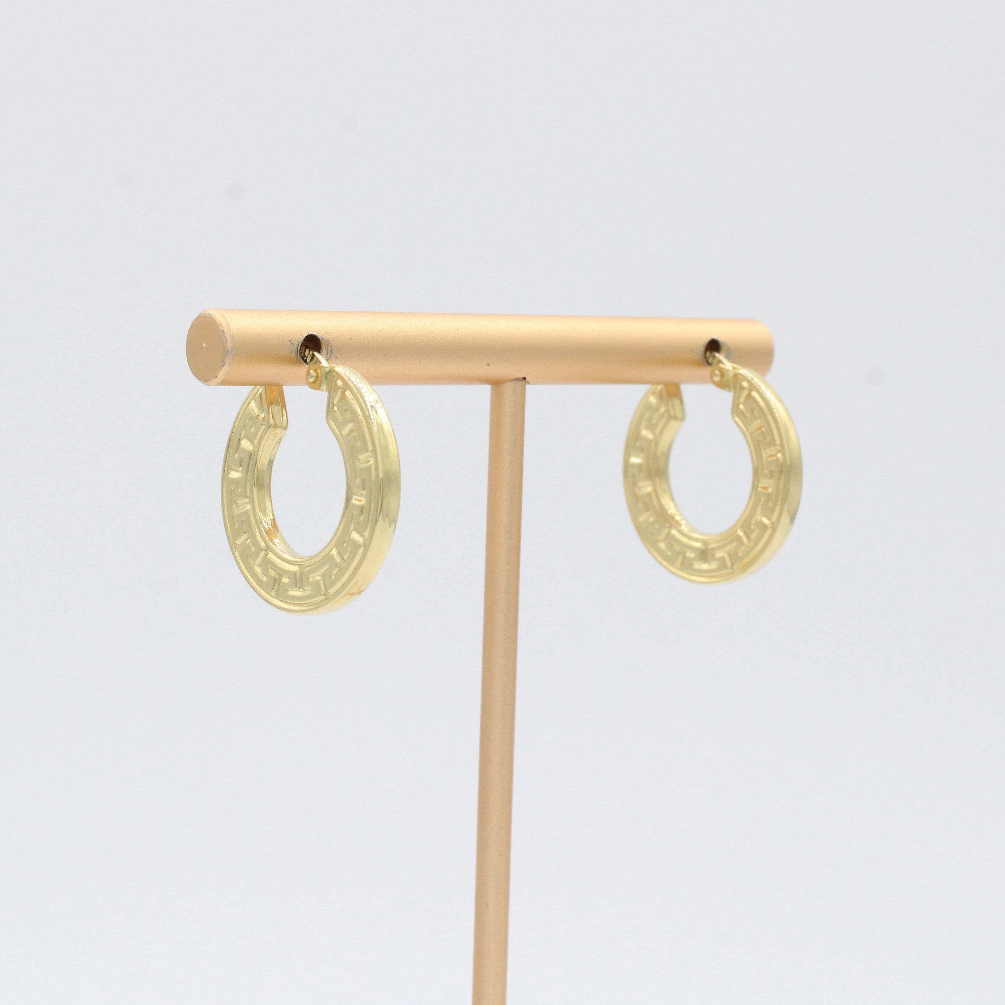 Arracada de Oro 14k Diseño Grecas en Relieve mod. 10493