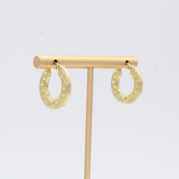 Arracada de Oro 14k Diseño Grecas en Relieve mod. 10493