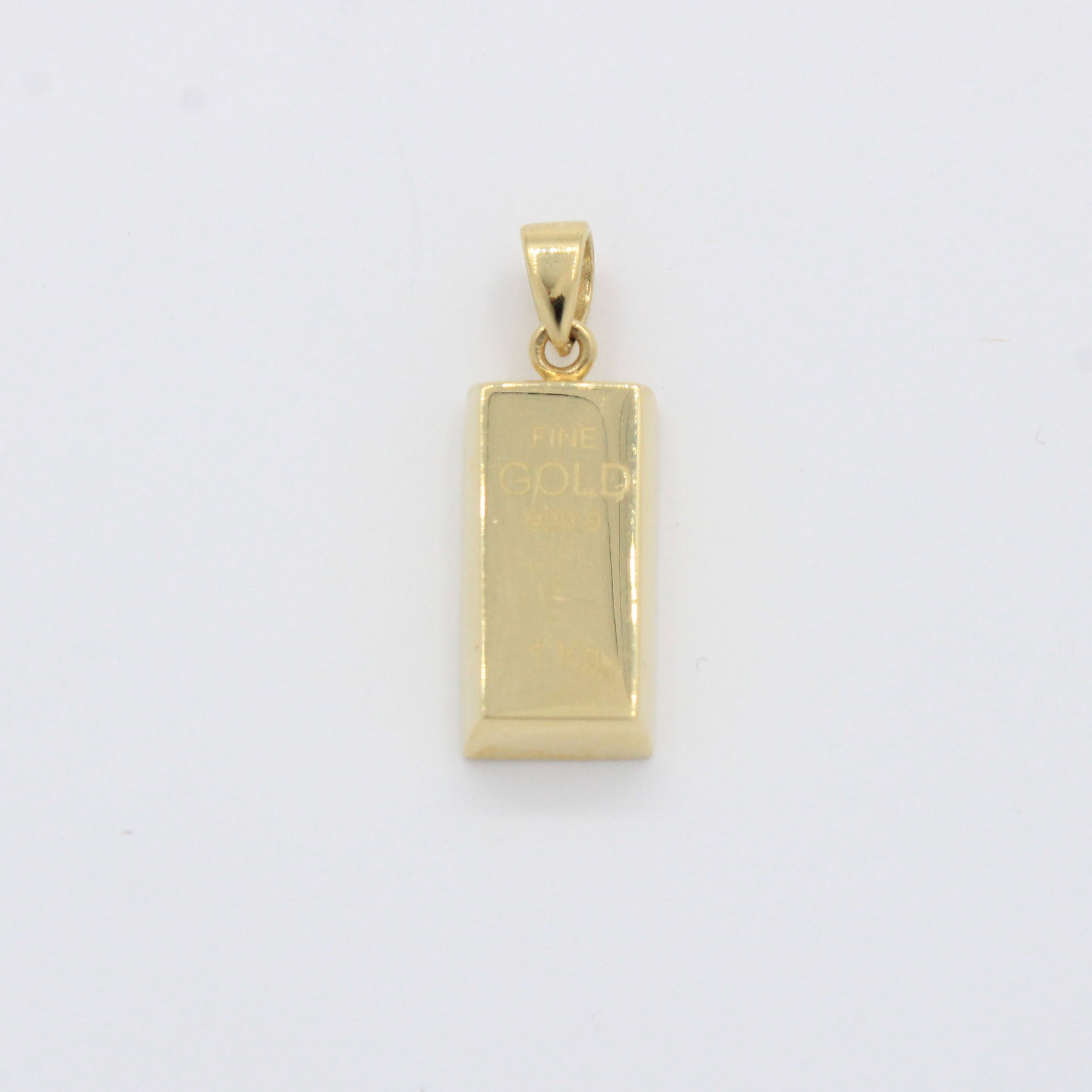 Dije de Oro 14k Lingote de Diseño Hueco y Fino mod. 10495