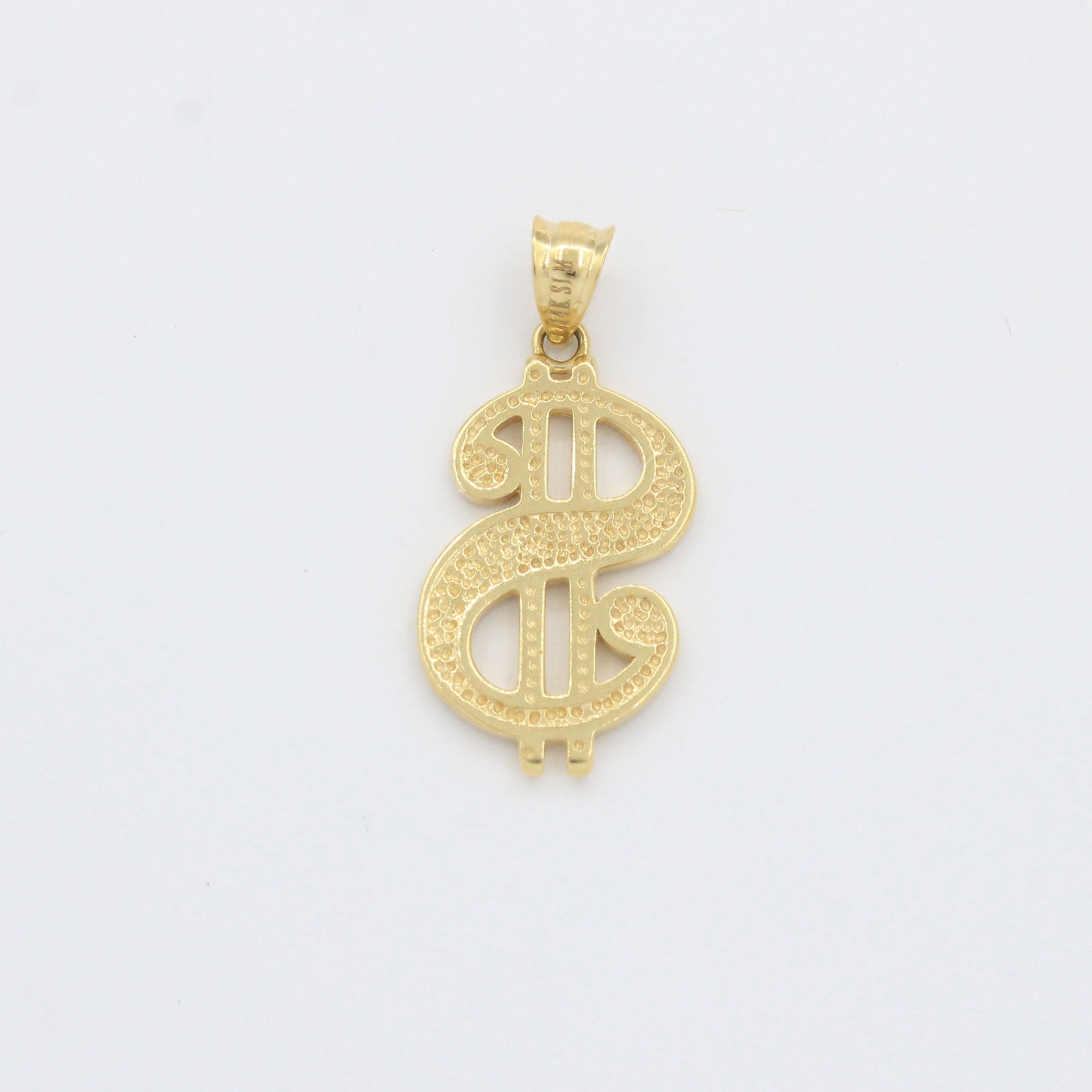 Dije de Oro 14k Signo de Dollares Incrustado con Zirconias mod. 10497
