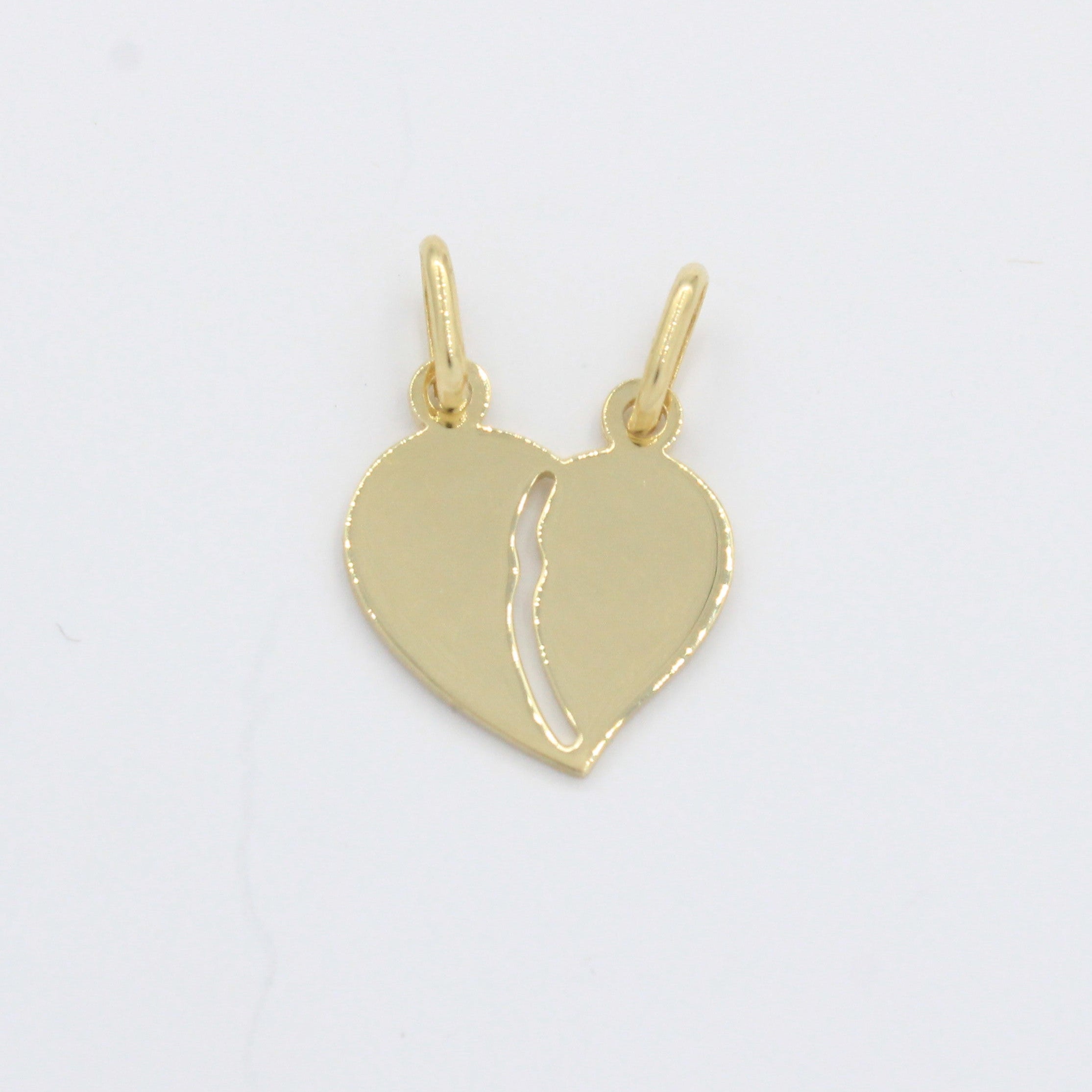 Dije de Oro 14k Corazón Partido Compartido en Diseño Brillante mod. 10498