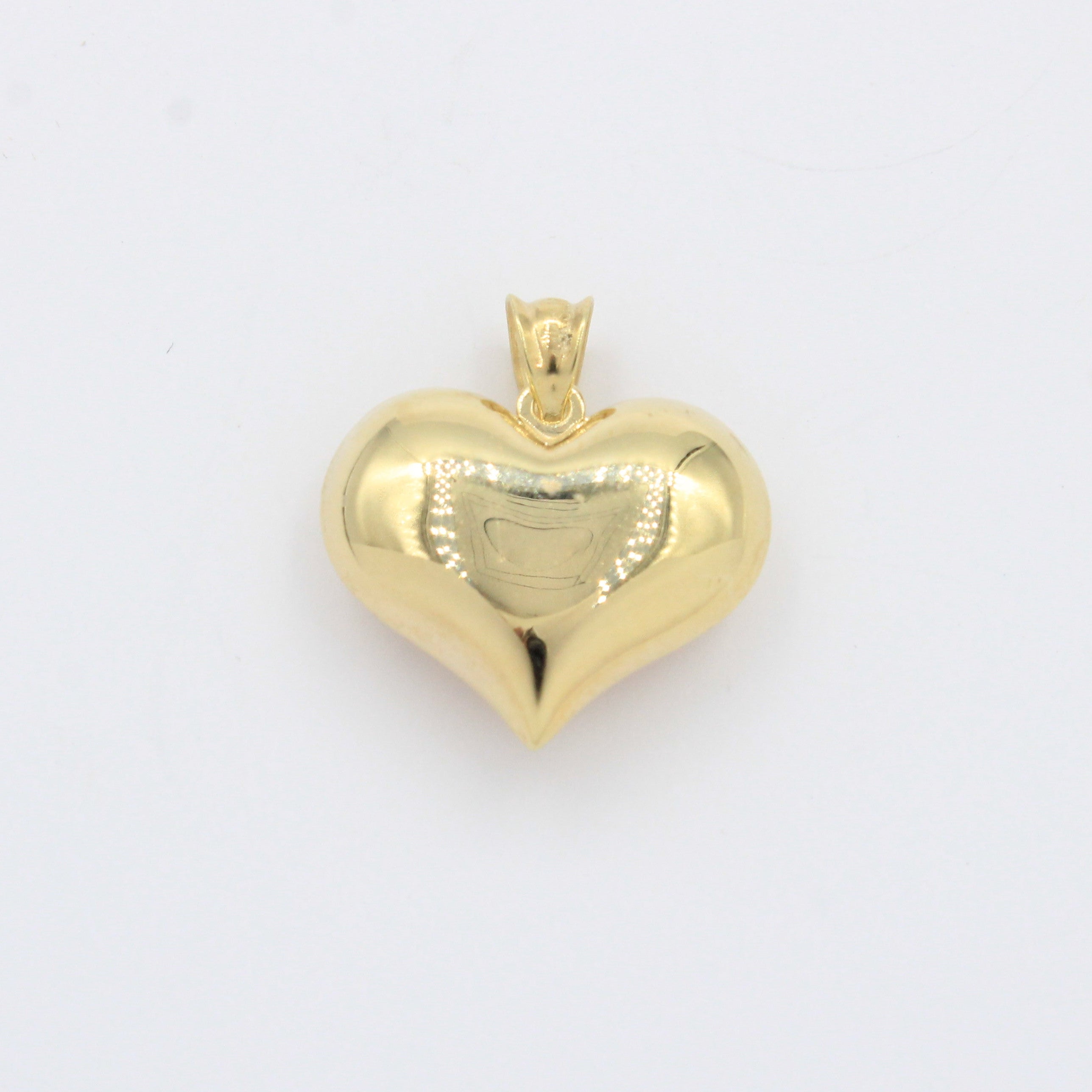 Dije de Oro 14k Corazón Inflado y Hueco con Tonos Mate Detallado con Diamantado Fino mod. 10499
