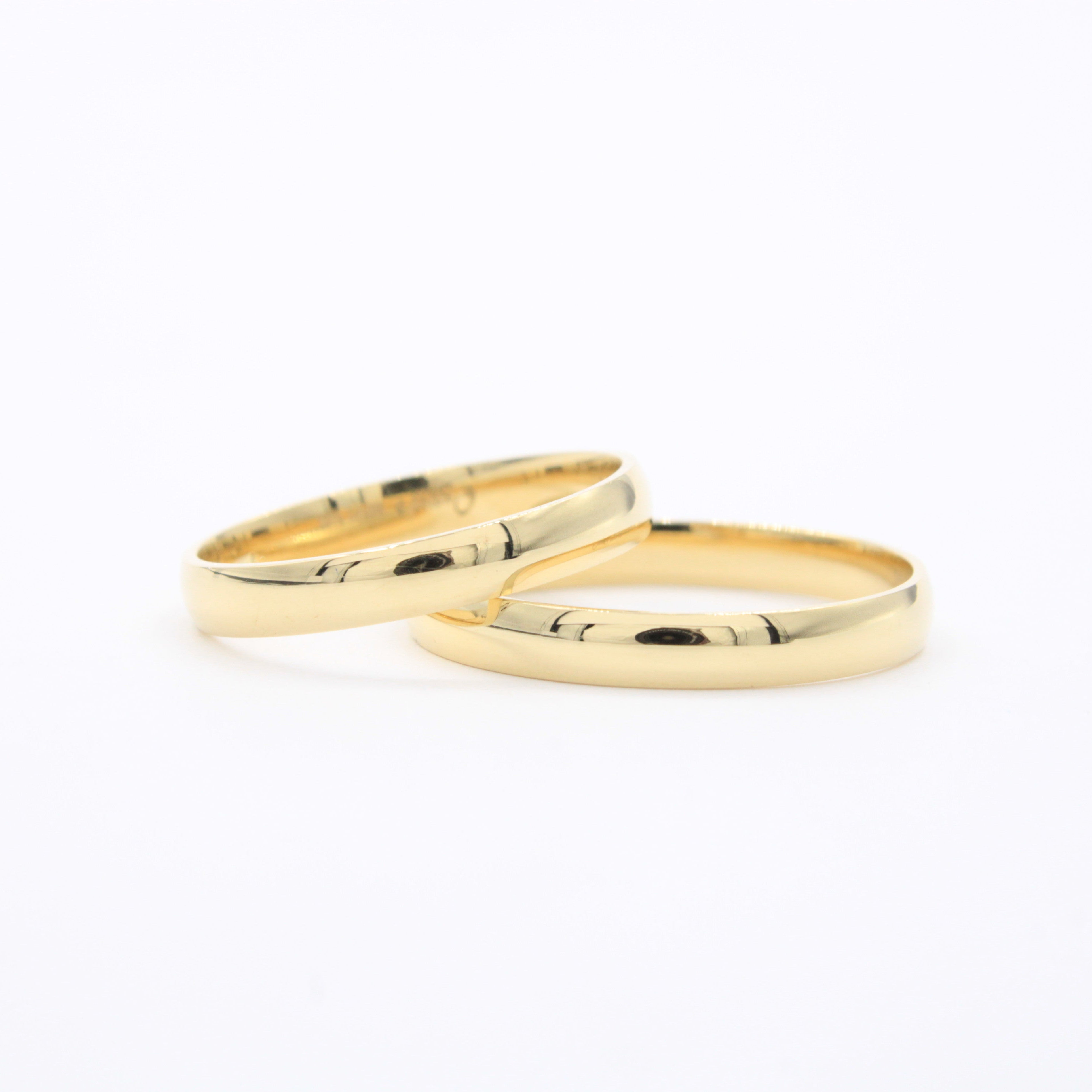 Argollas de Matrimonio de Oro 14k Diseño Confort Tradicional Delgado mod. 10613