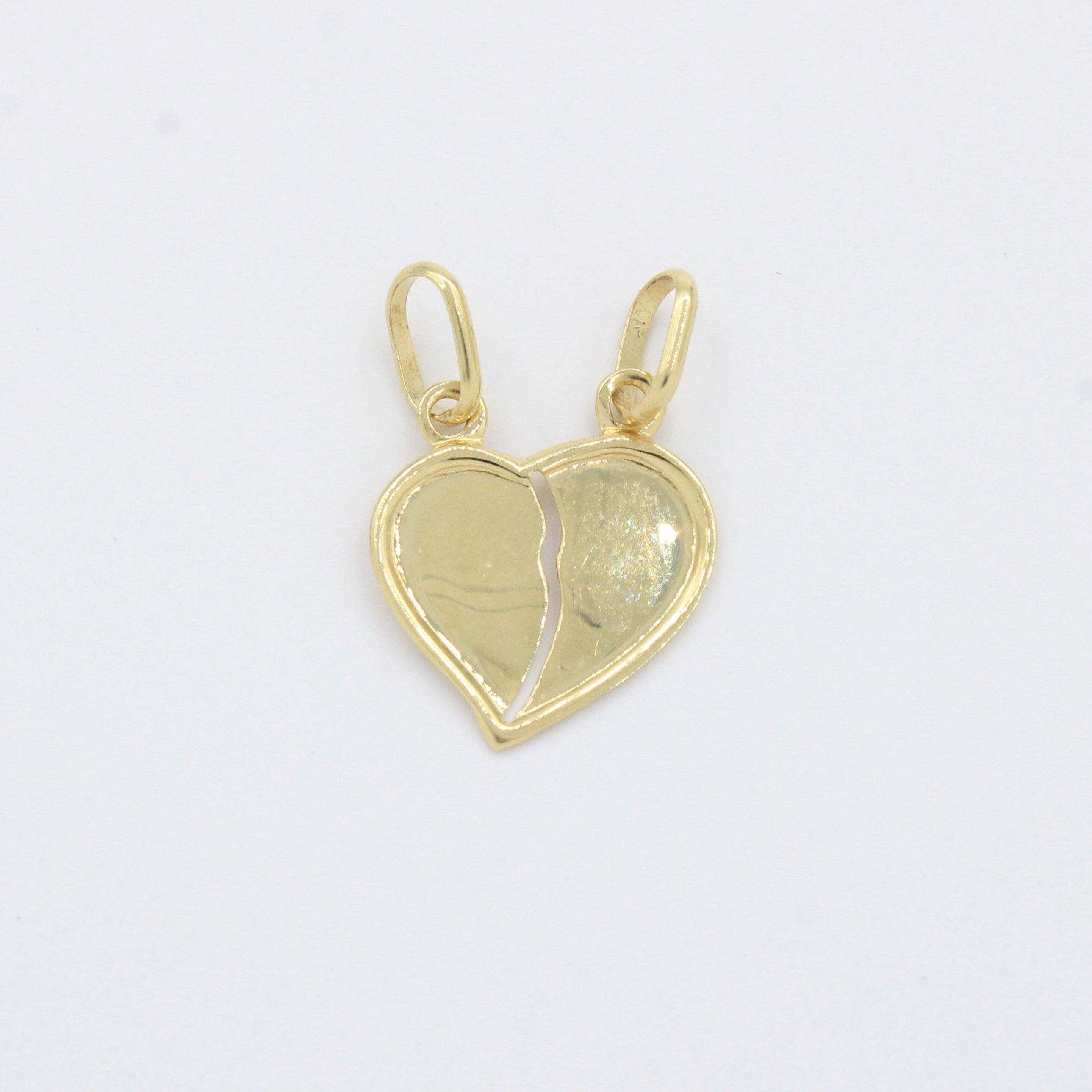 Dije de Oro 14k Corazón para Compartir con Bisel en Diseño Brillante mod. 10501