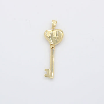 Dije de Oro 14k Llave de Corazón de Diseño Inflado Hueco y Brillante mod. 10503
