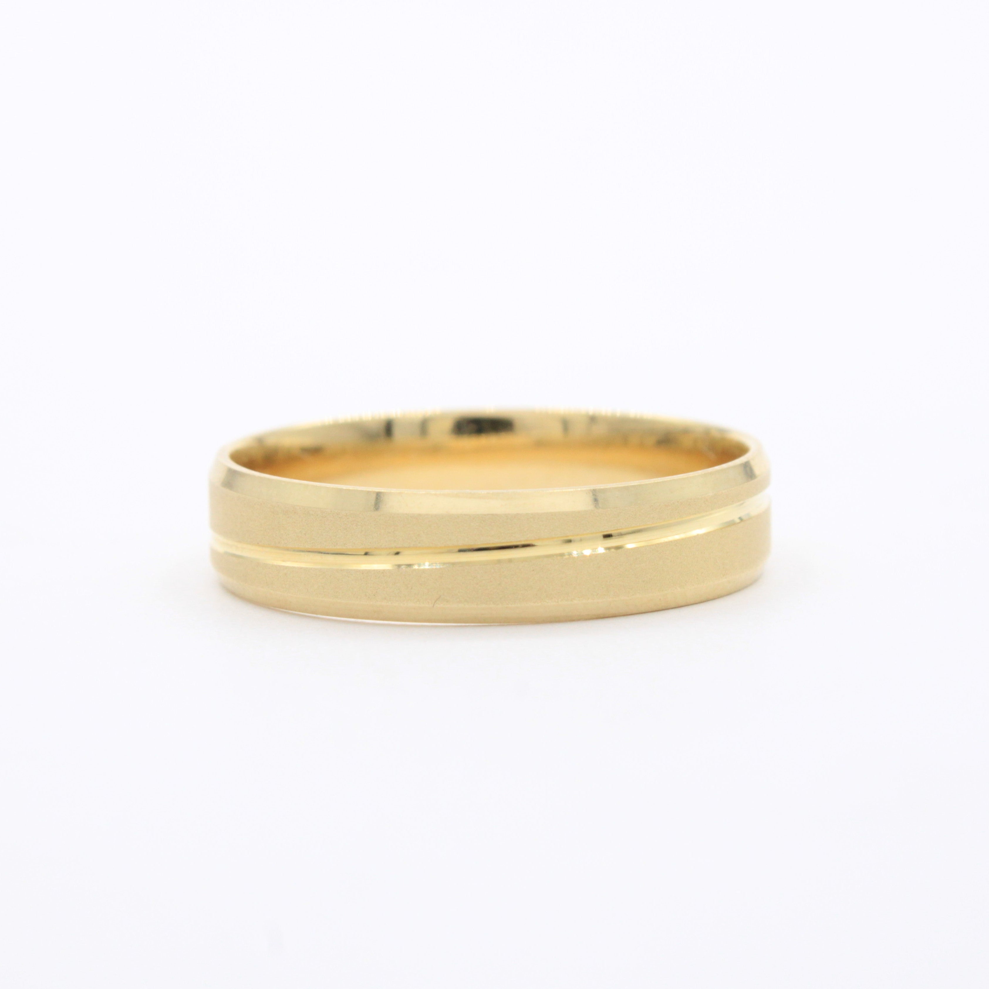 Argollas de Matrimonio de Oro 14k Diseño Confort Mate con Líneas Brillantes mod. 10616