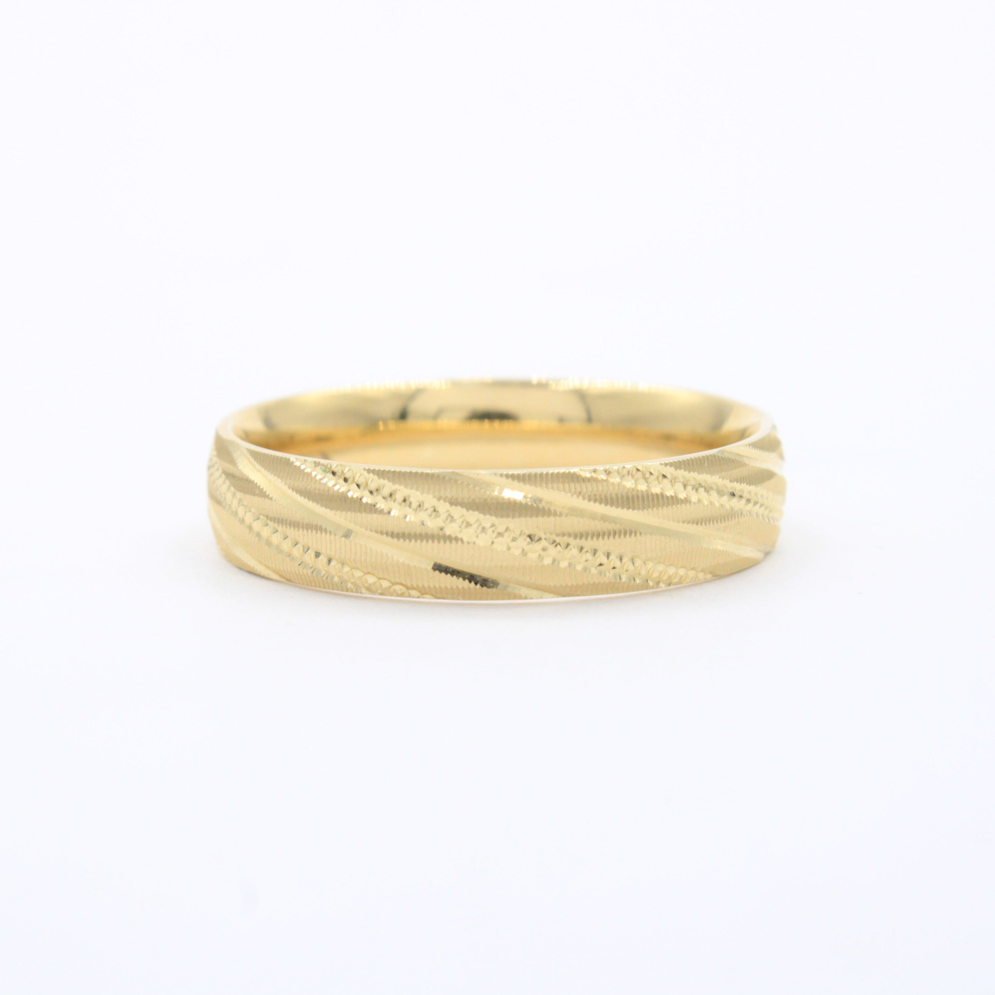 Argollas de Matrimonio de Oro 14k Diseño Confort con Diamantado Diagonal mod. 10618