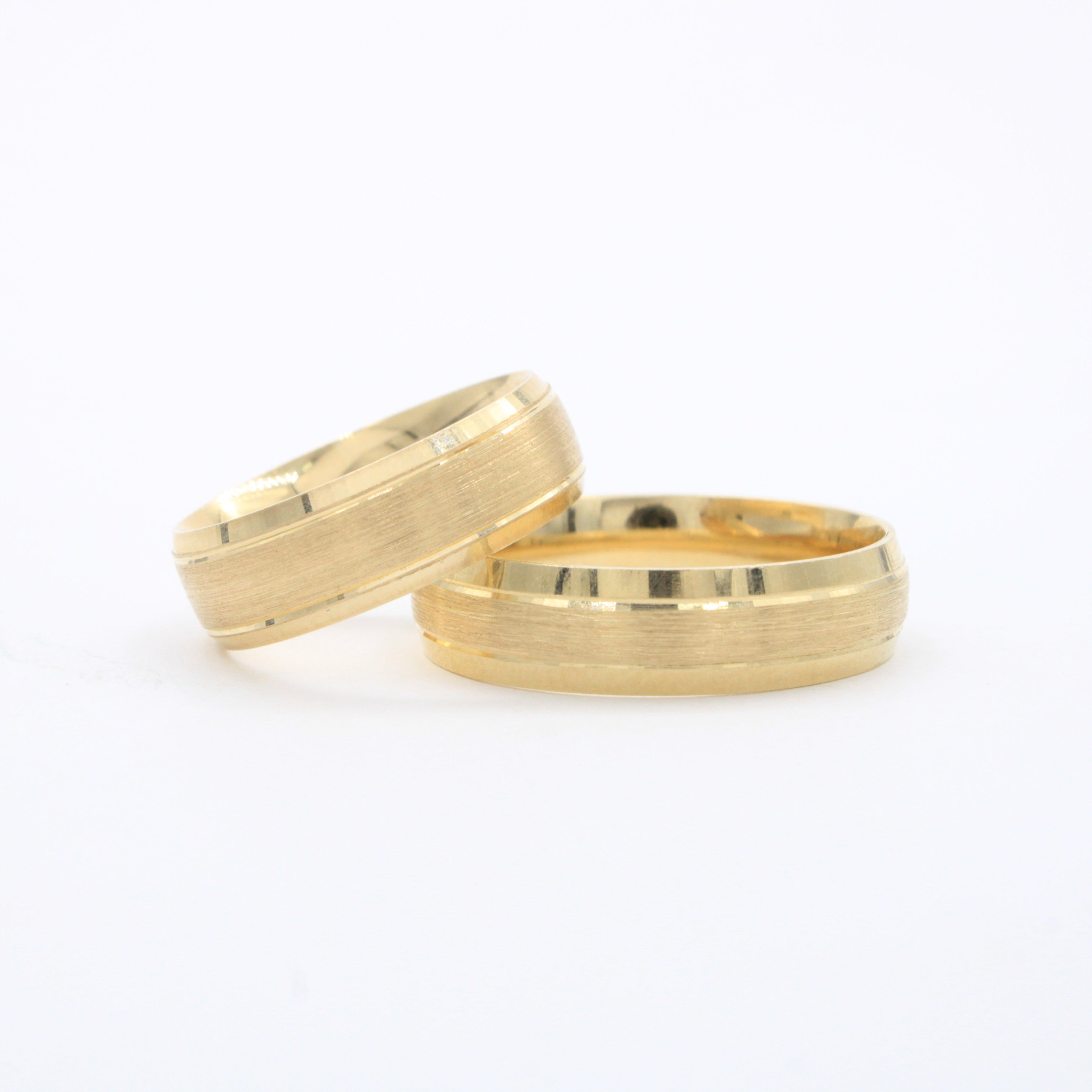 Argollas de Matrimonio de Oro 14k Diseño Confort Elegante Tono Mate y Brillante mod. 10619