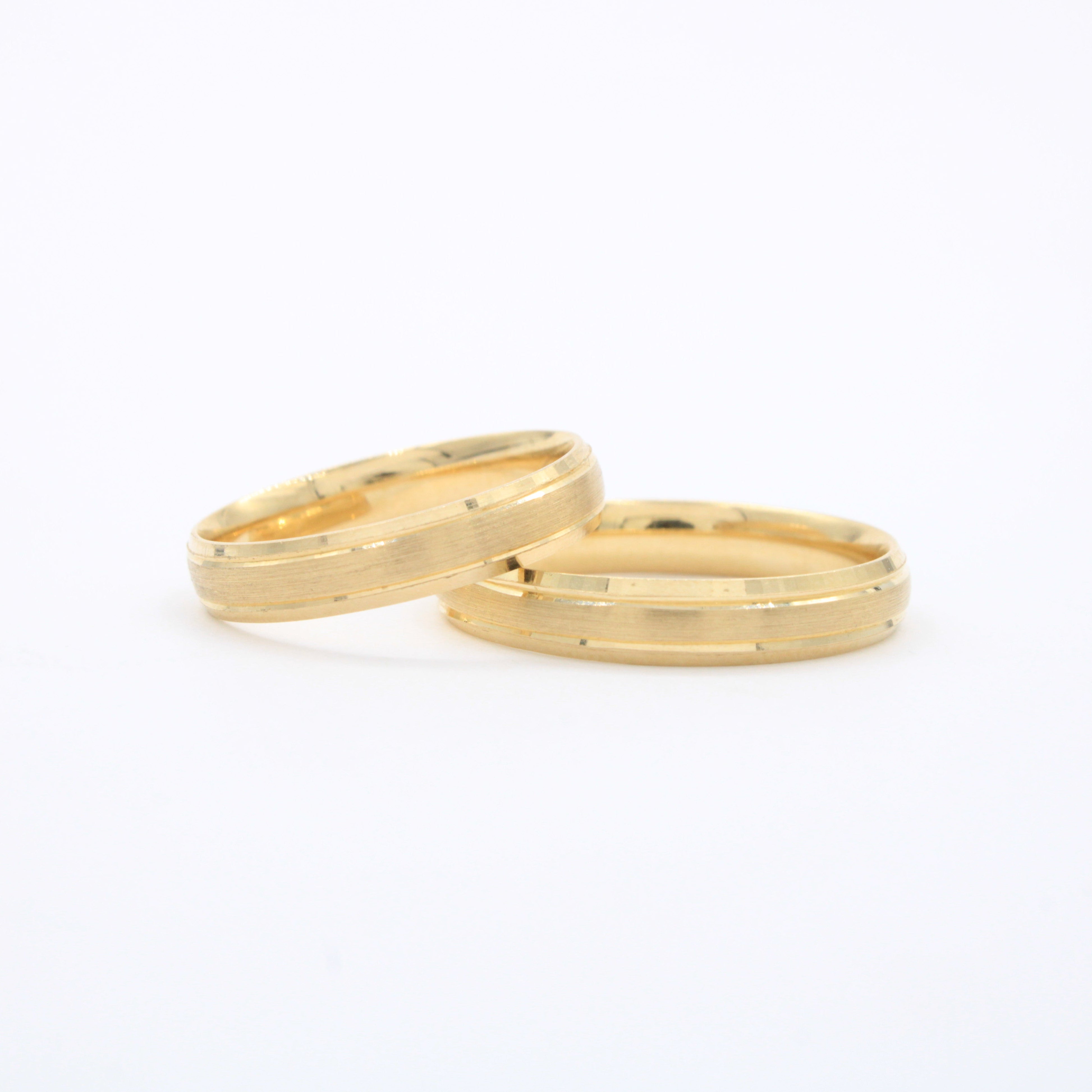 Argollas de Matrimonio de Oro 14k Diseño Confort Elegante en Tono Mate y Brillante Delgado mod. 10621