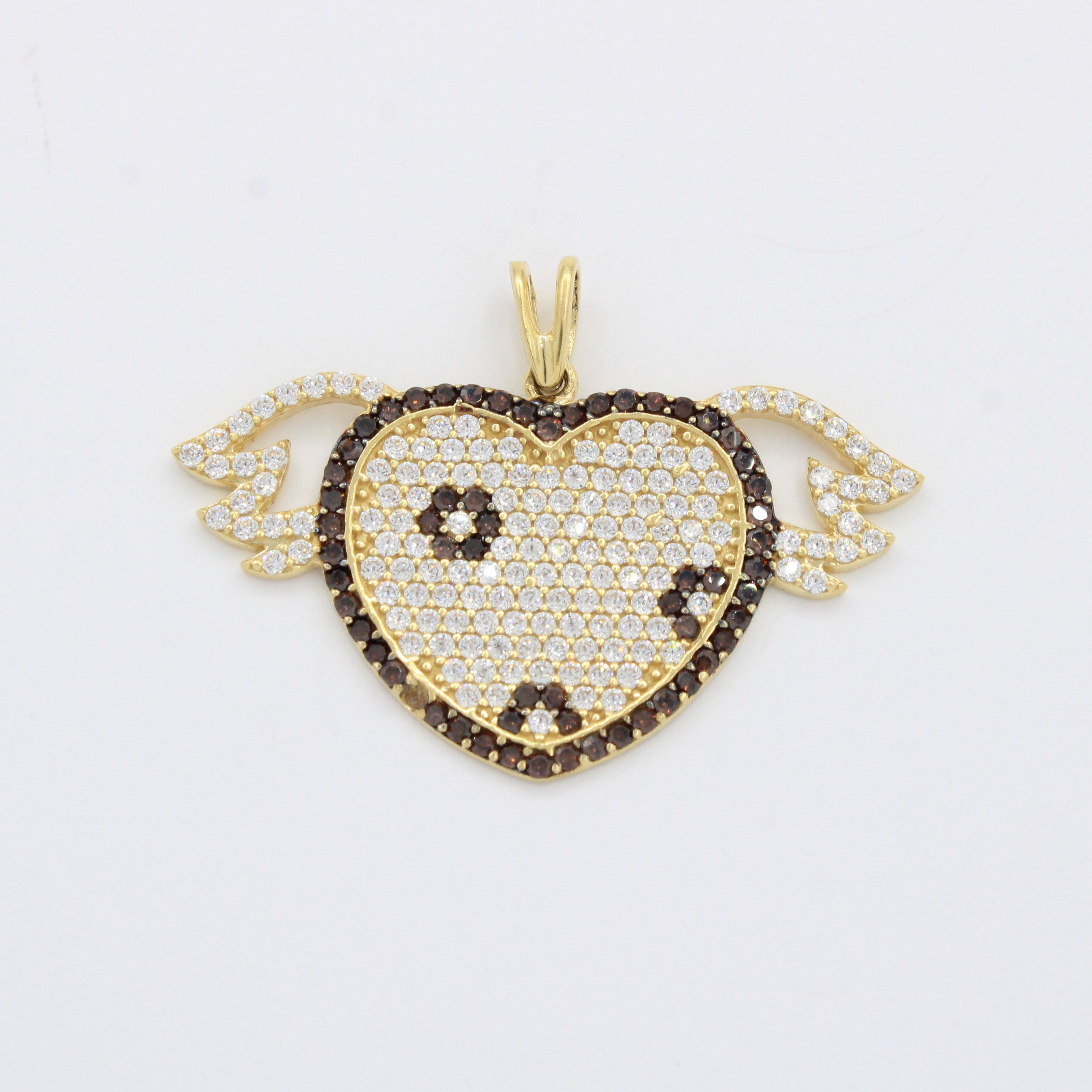 Dije de Oro 14k Corazón con Alas e Incrustación de Zirconias Brillantes mod. 10511