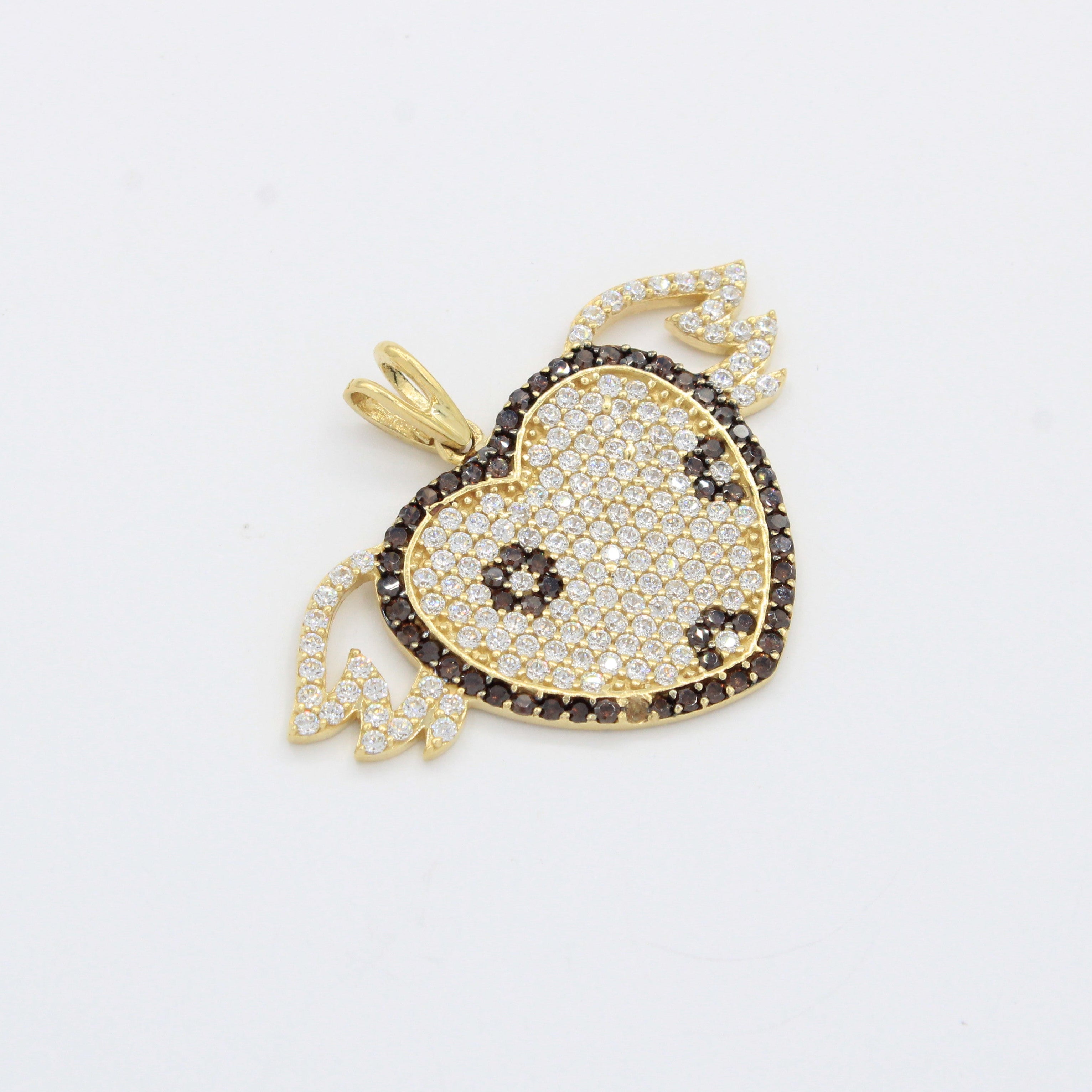 Dije de Oro 14k Corazón con Alas e Incrustación de Zirconias Brillantes mod. 10511