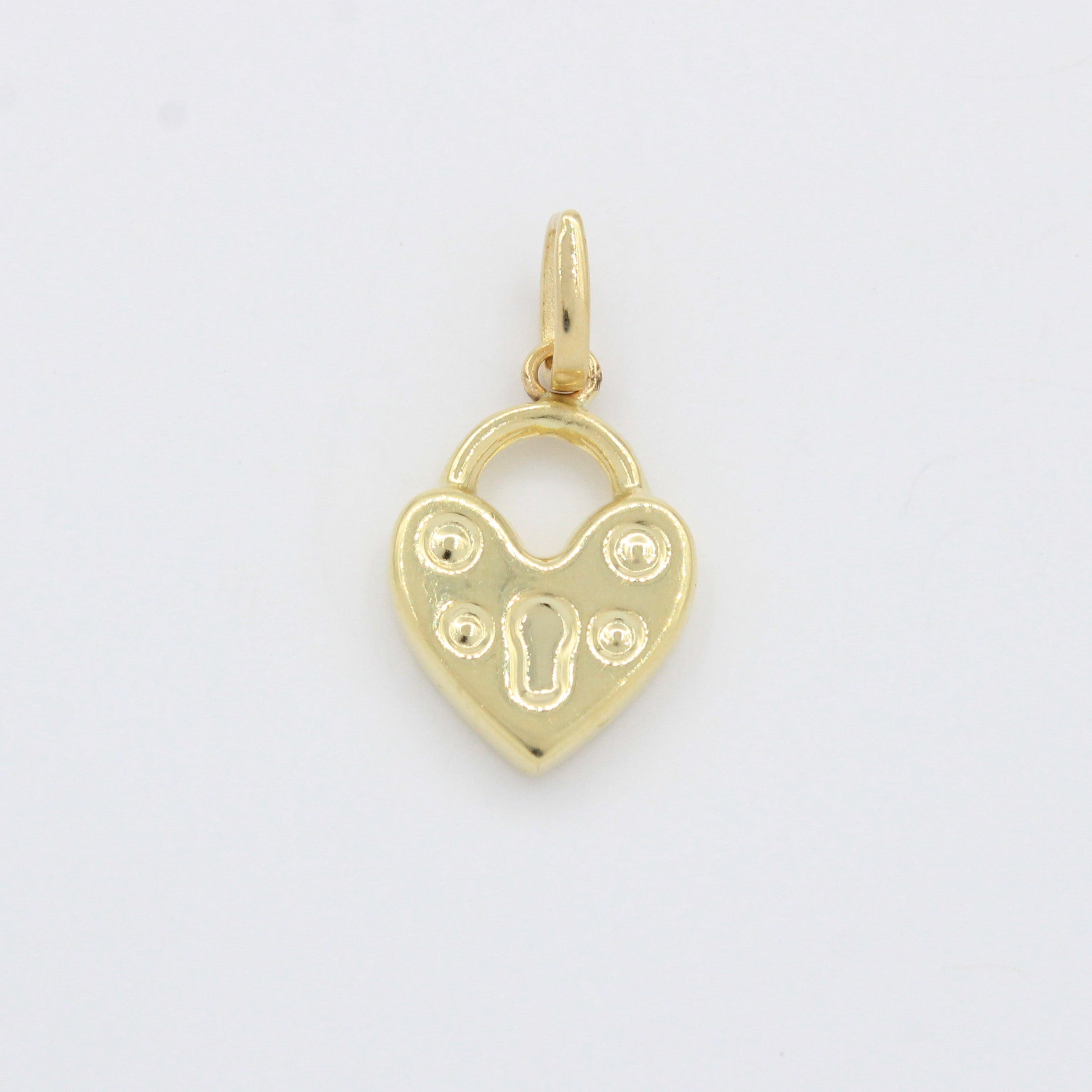 Dije de Oro 14k Candado de Corazñon Brillante y Hueco mod. 10512