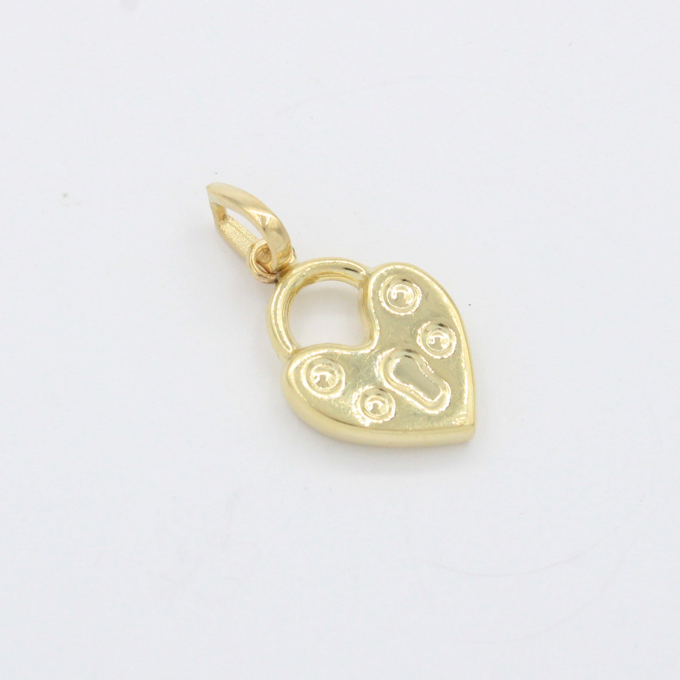 Dije de Oro 14k Candado de Corazñon Brillante y Hueco mod. 10512