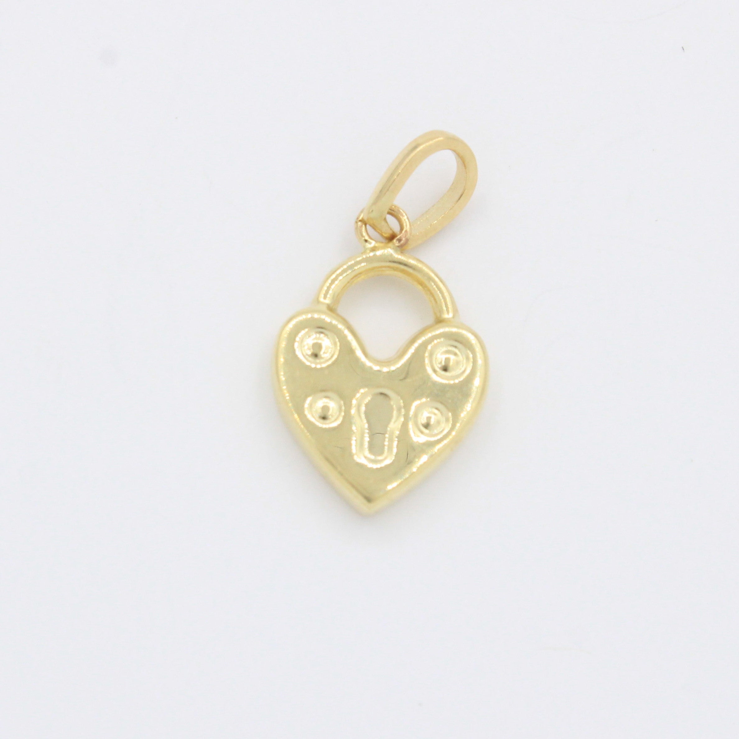 Dije de Oro 14k Candado de Corazñon Brillante y Hueco mod. 10512