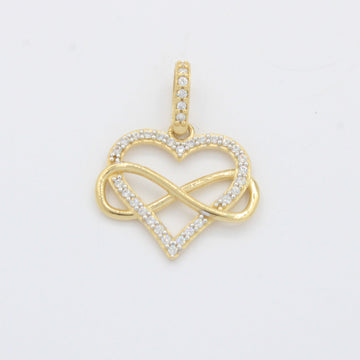 Dije de Oro 14k Corazón con Zirconias Brillantes Enredado con Infinito Fino mod. 10514