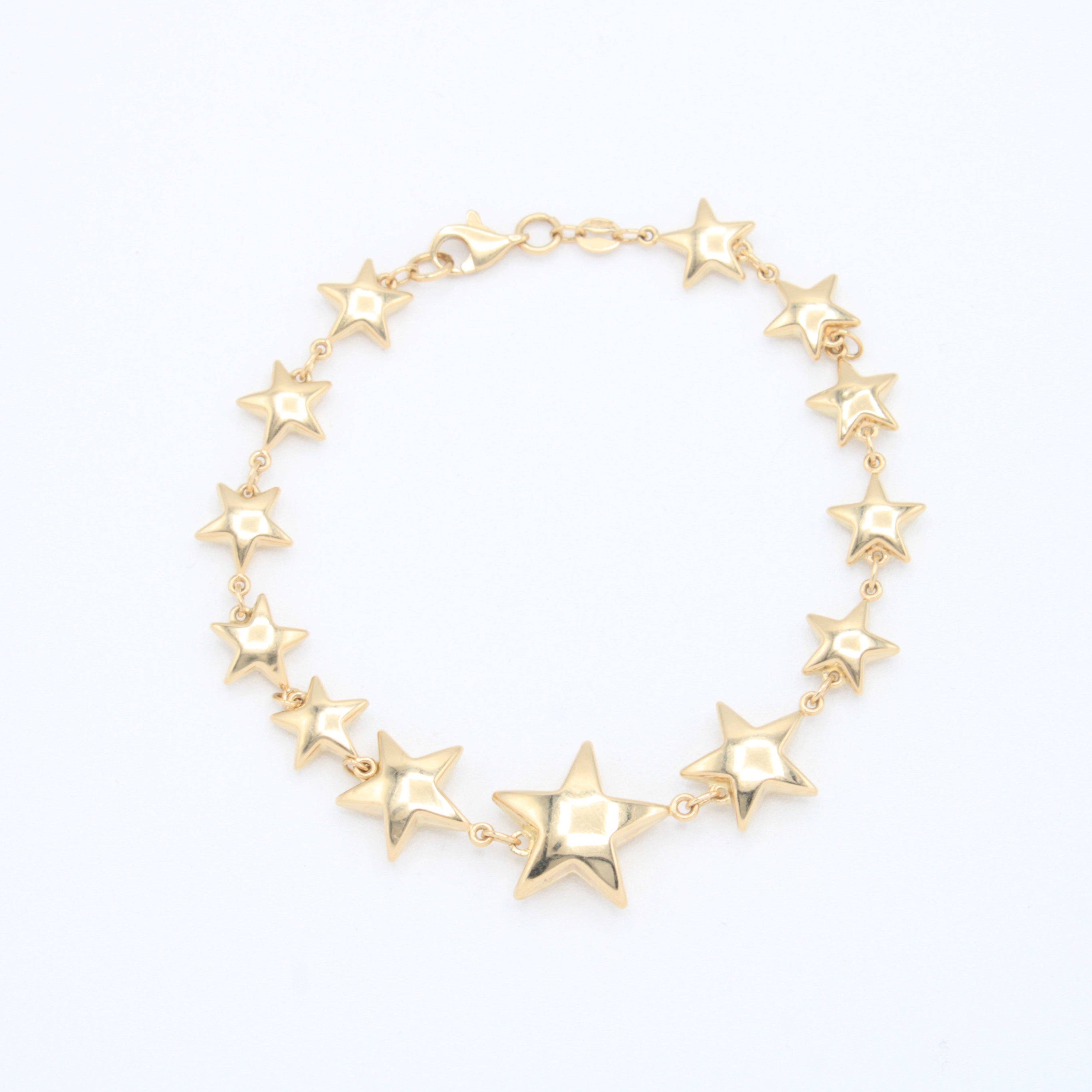 Pulsera de Oro 14k Estrellas Infladas Brillantes mod. 10958