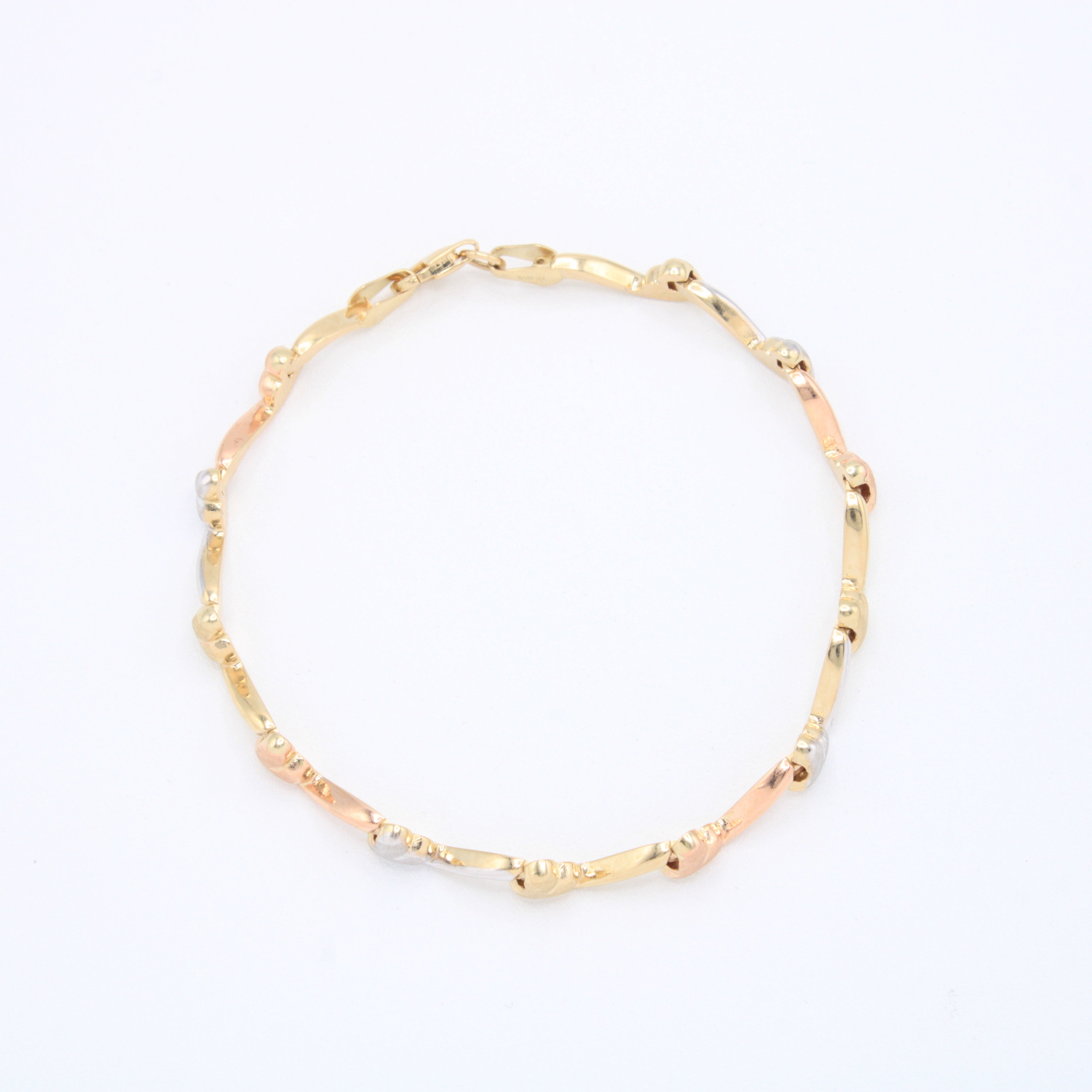 Pulsera de Oro 14k Corazones Matte Florentinos mod. 10961