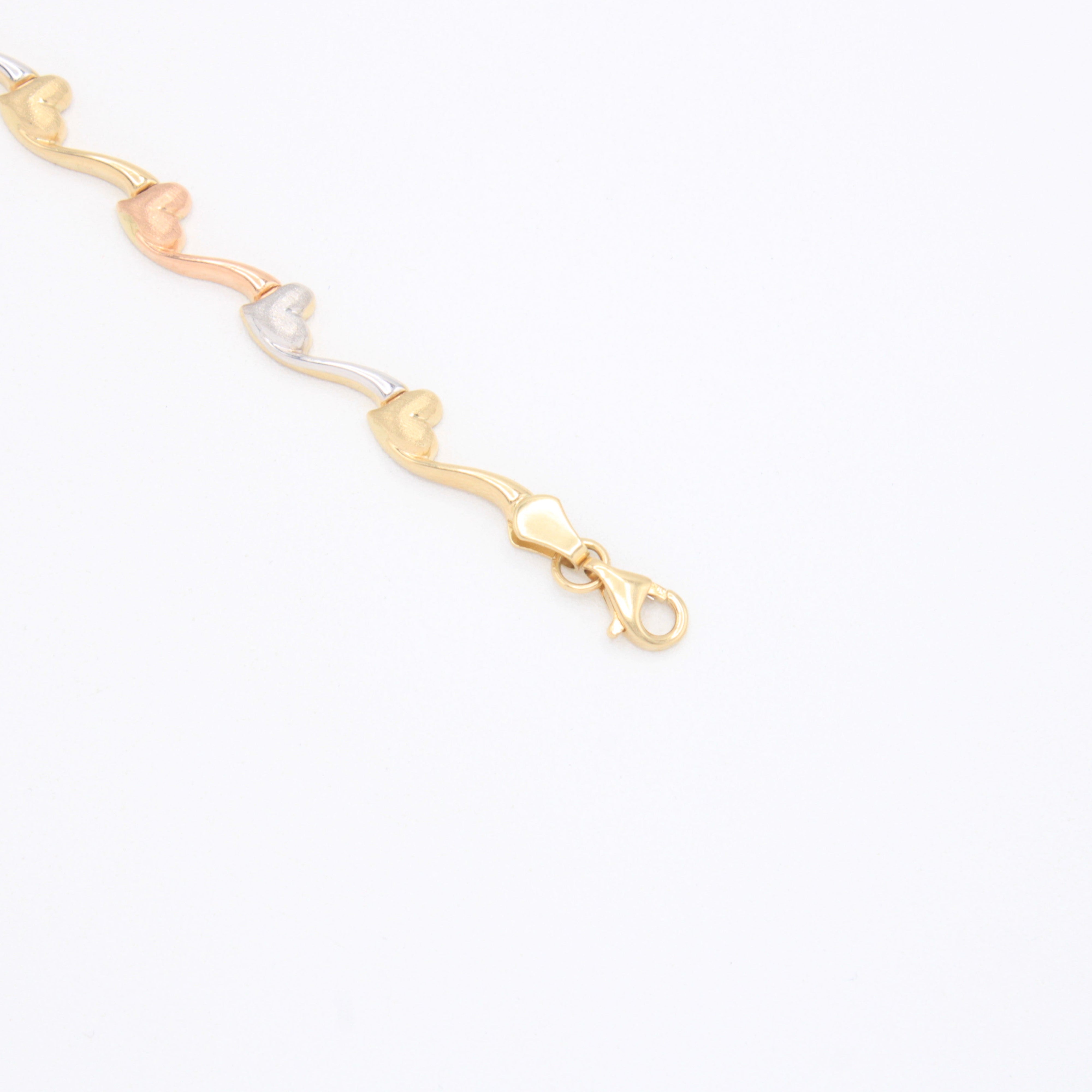 Pulsera de Oro 14k Corazones Matte Florentinos mod. 10961