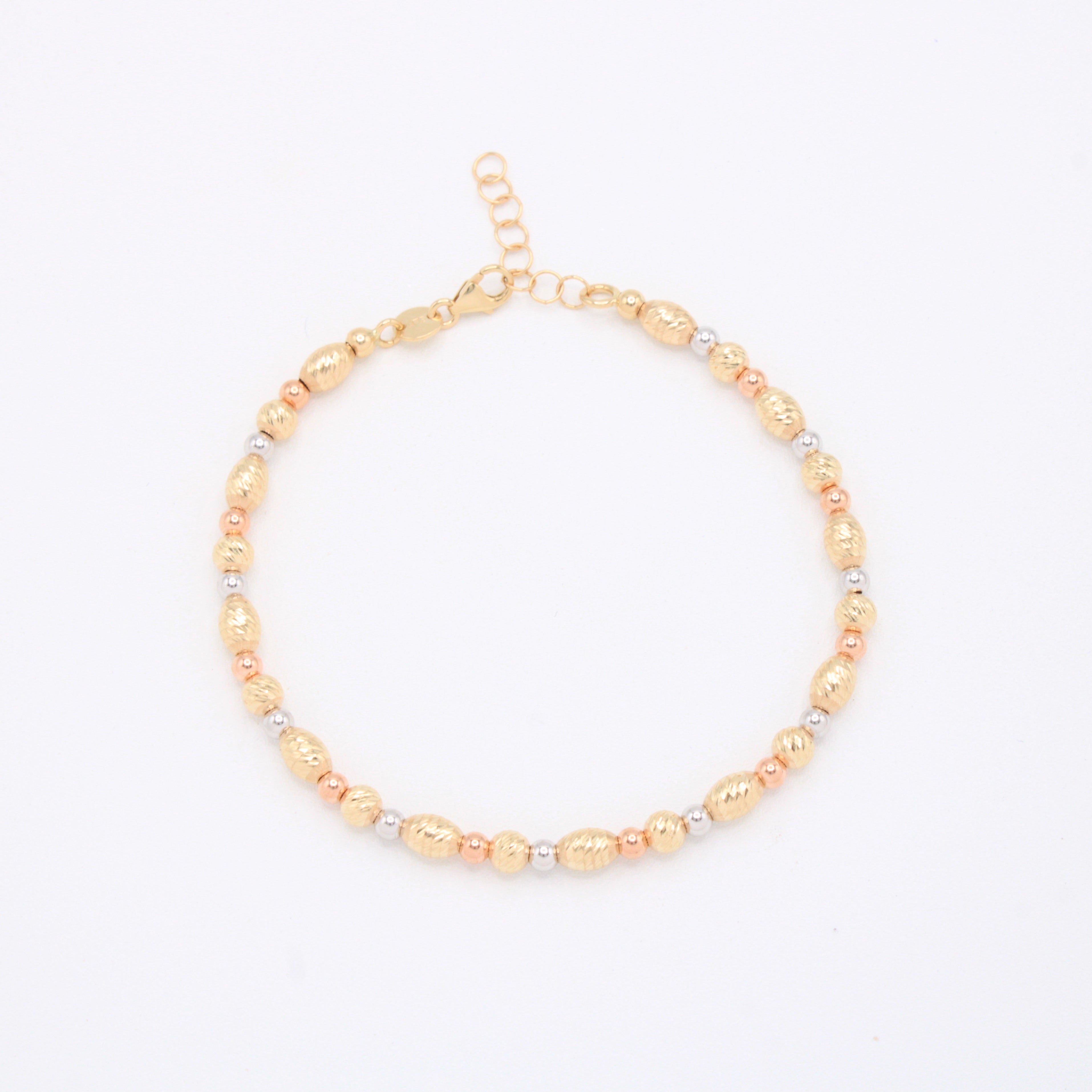 Pulsera de Oro 14k Pequeñas Esferas Diamantadas Florentinas mod. 10965