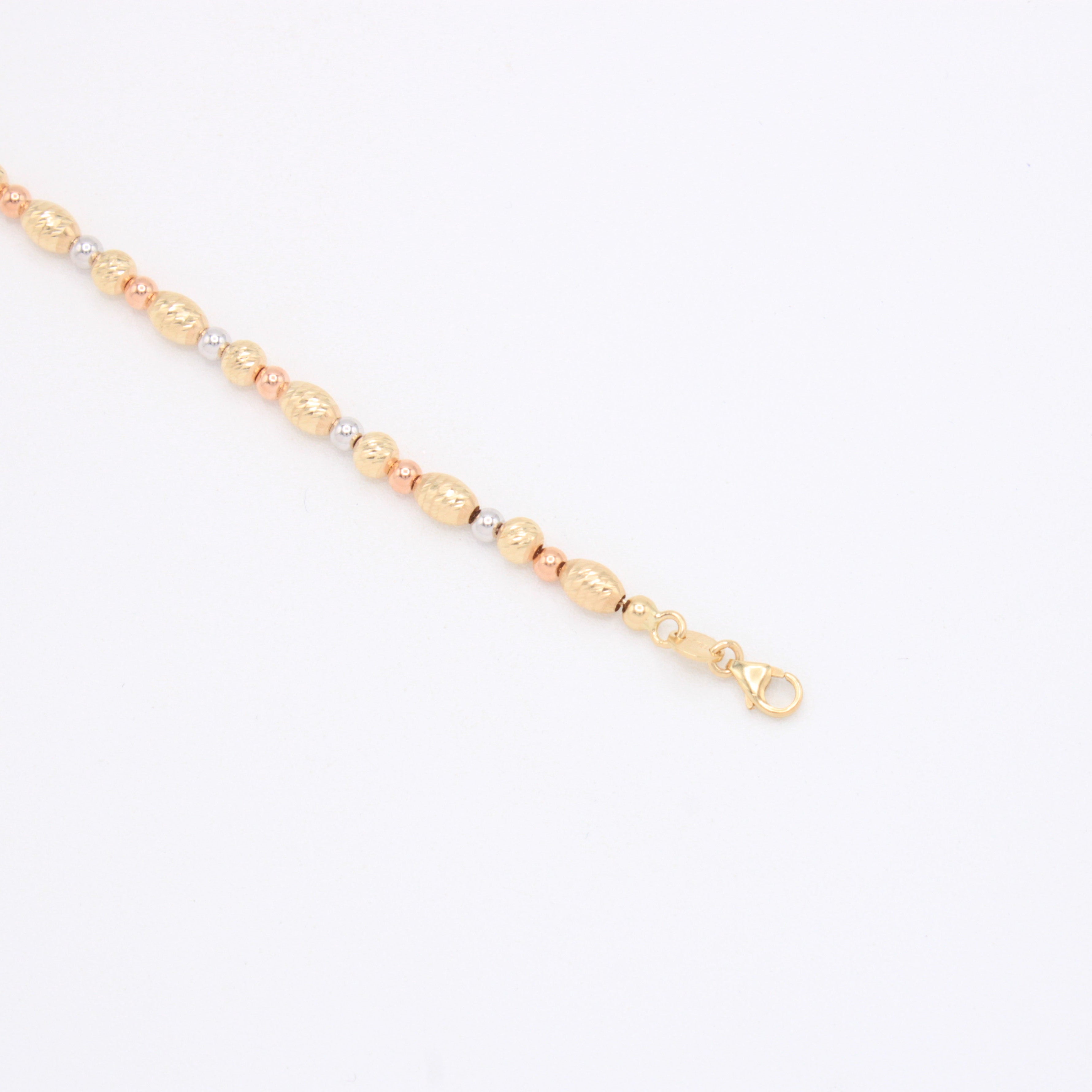 Pulsera de Oro 14k Pequeñas Esferas Diamantadas Florentinas mod. 10965