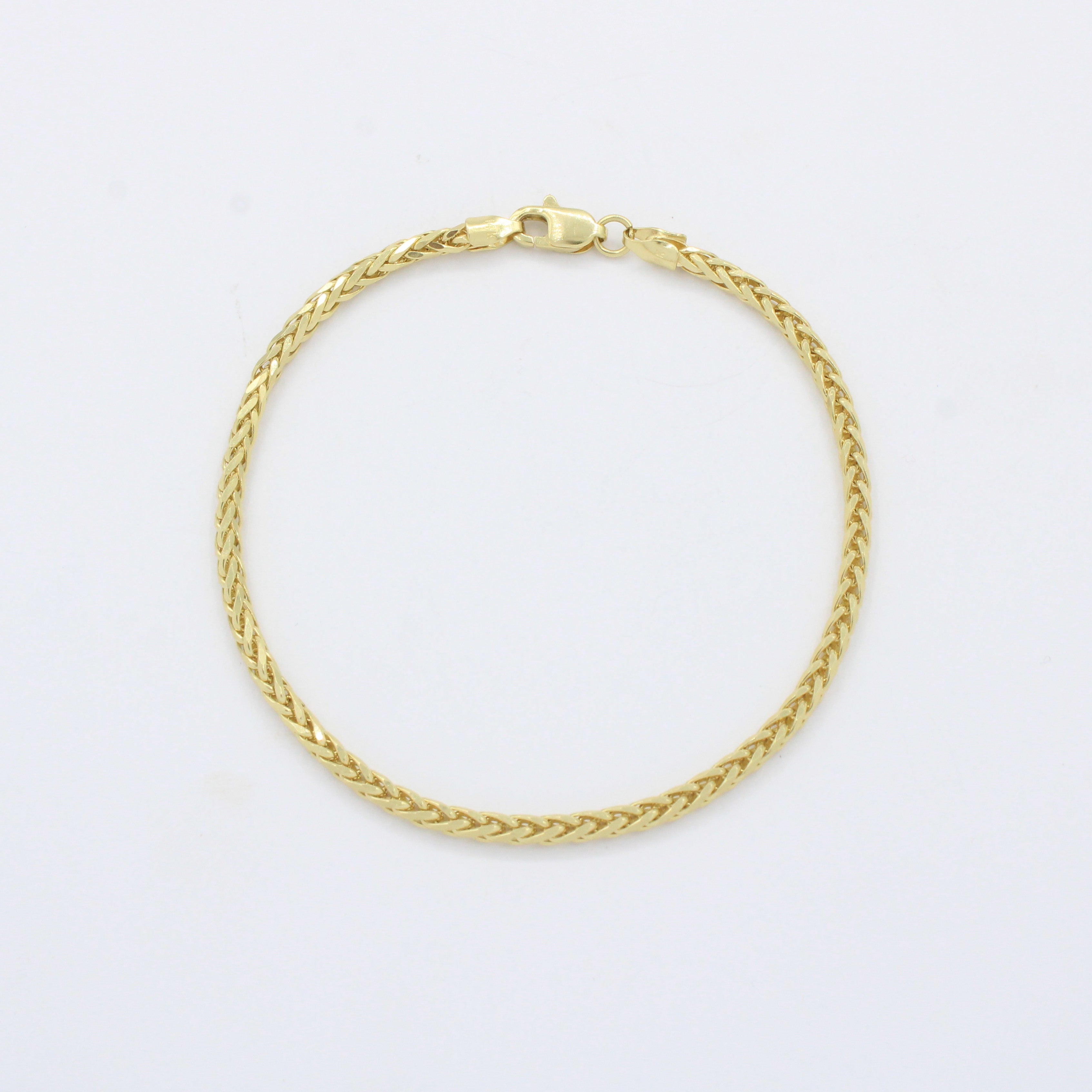 Pulsera Eslabón de Oro 14k Tejido de Espiga Semi Hueca y Brillante mod. 10524
